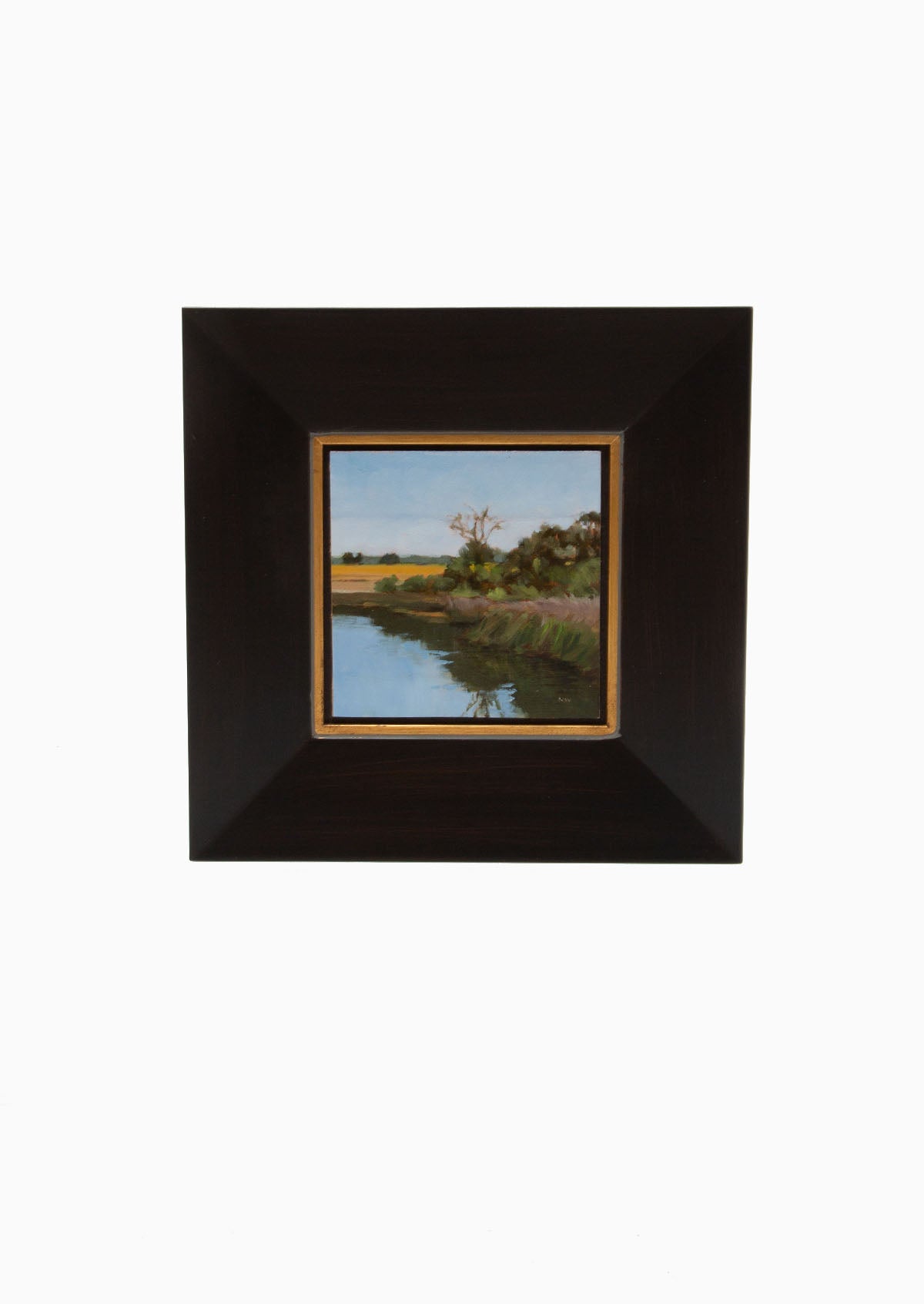 Lake Los Carneros Framed Oil Painting | 6"x 6"