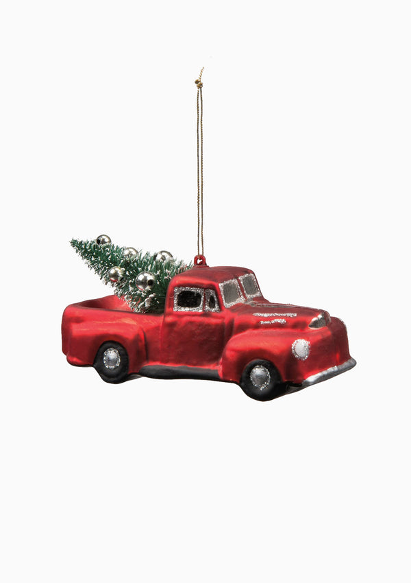 Large Truck Glass Ornament | Red