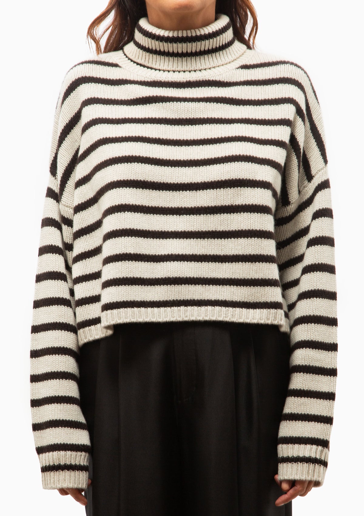 Zerlina Stripes Sweater | Oyster/Dark Oak Stripes