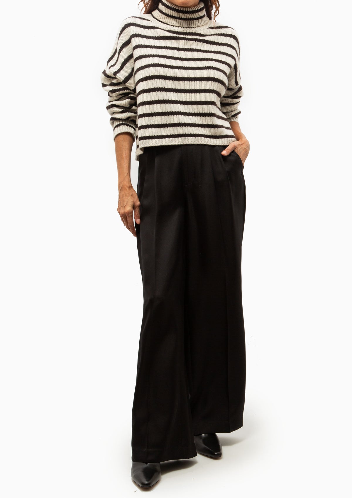 Zerlina Stripes Sweater | Oyster/Dark Oak Stripes