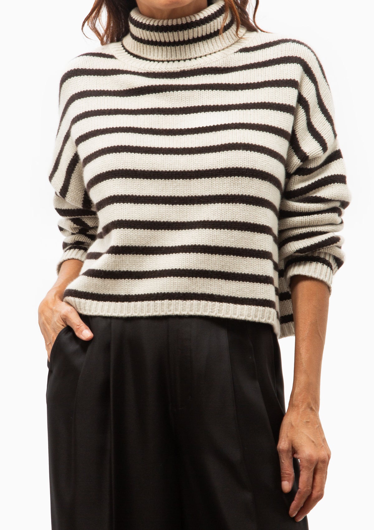 Zerlina Stripes Sweater | Oyster/Dark Oak Stripes