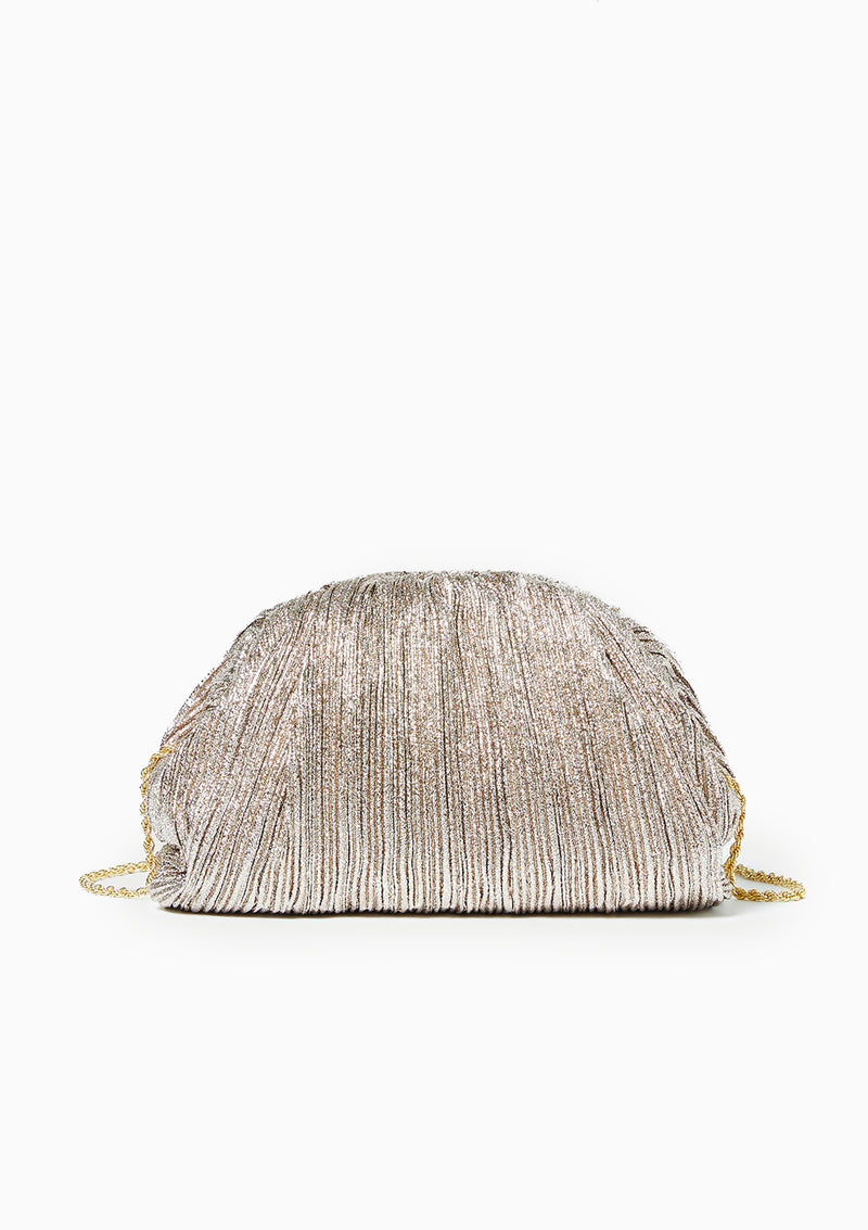 Bailey Pleated Dome Clutch | Champagne