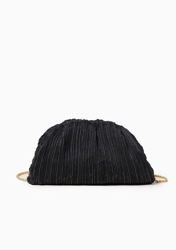 Bailey Pleated Dome Clutch | Black