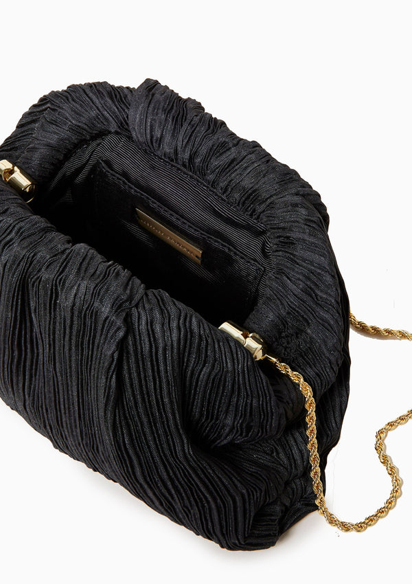 Bailey Pleated Dome Clutch | Black
