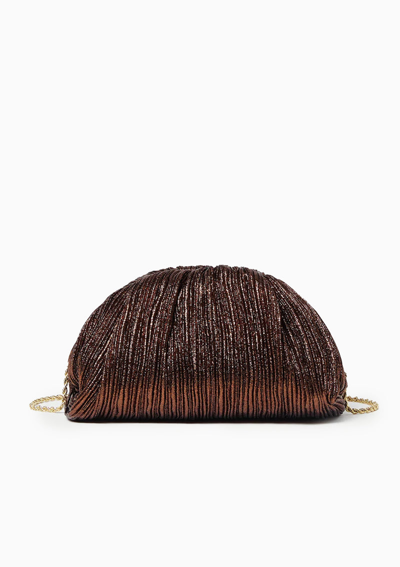 Bailey Pleated Dome Clutch | Mocha