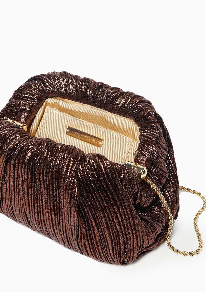 Bailey Pleated Dome Clutch | Mocha