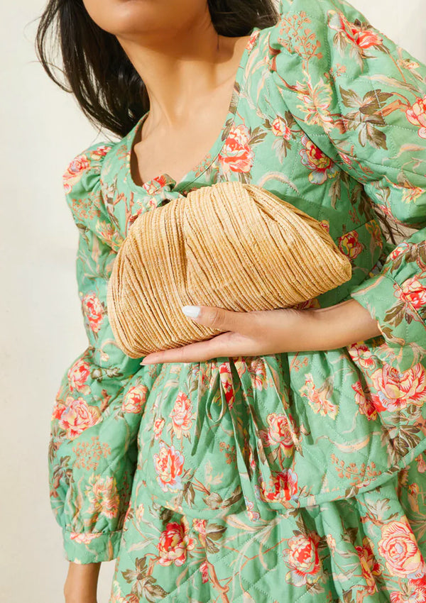 Bailey Pleated Dome Clutch | Natural