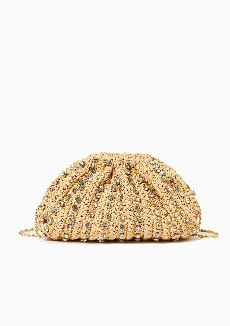Bailey Pleated Dome Clutch | Natural/Clear