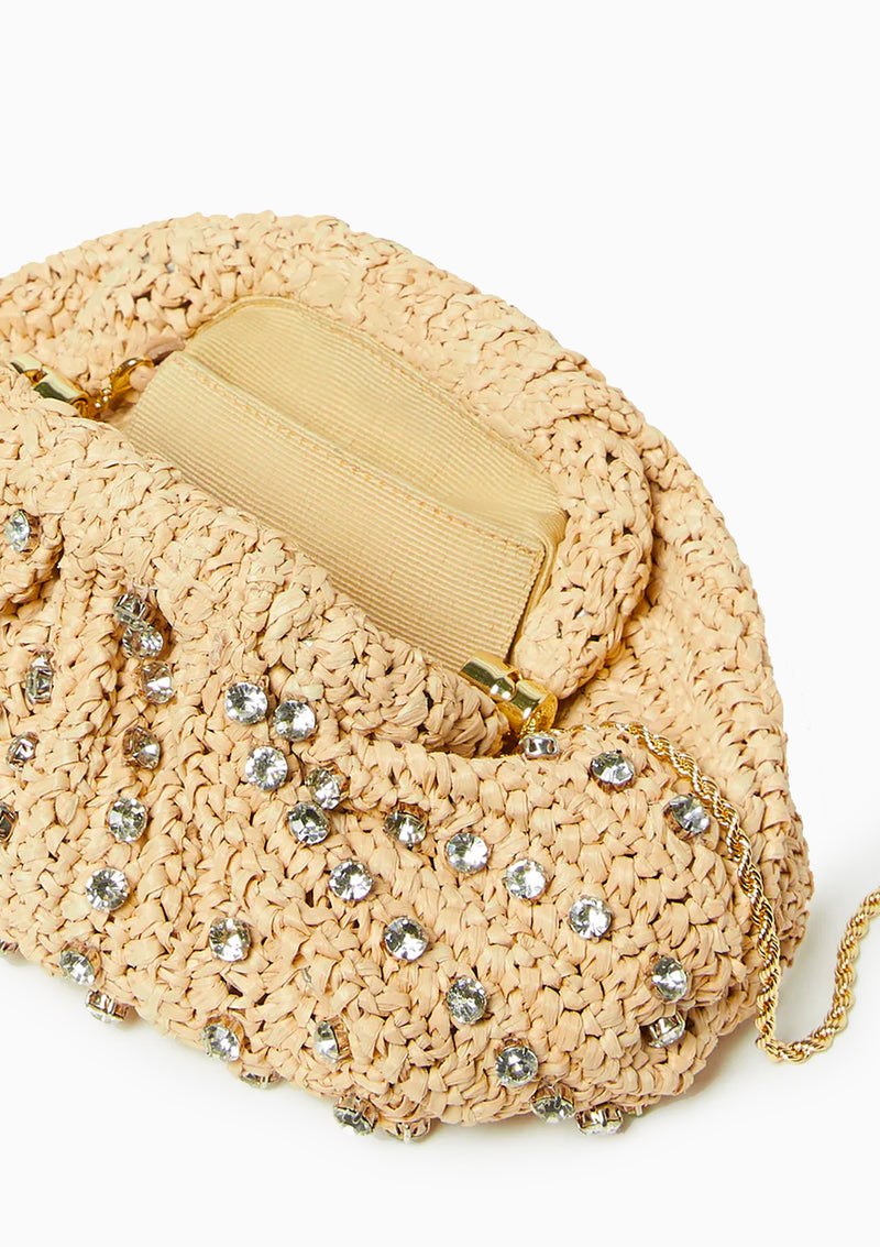 Bailey Pleated Dome Clutch | Natural/Clear