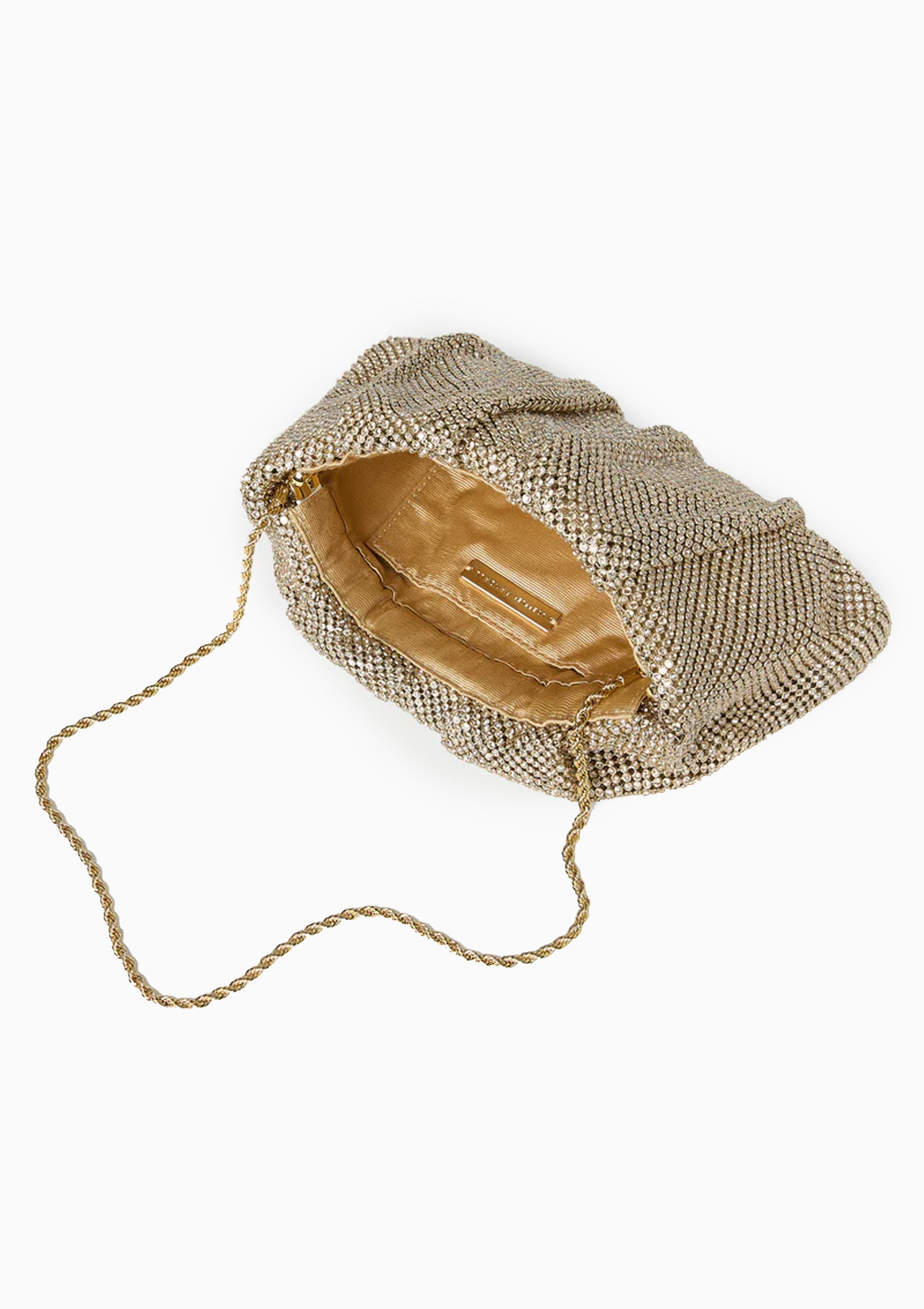 Serena Gathered Clutch | Gold Diamante