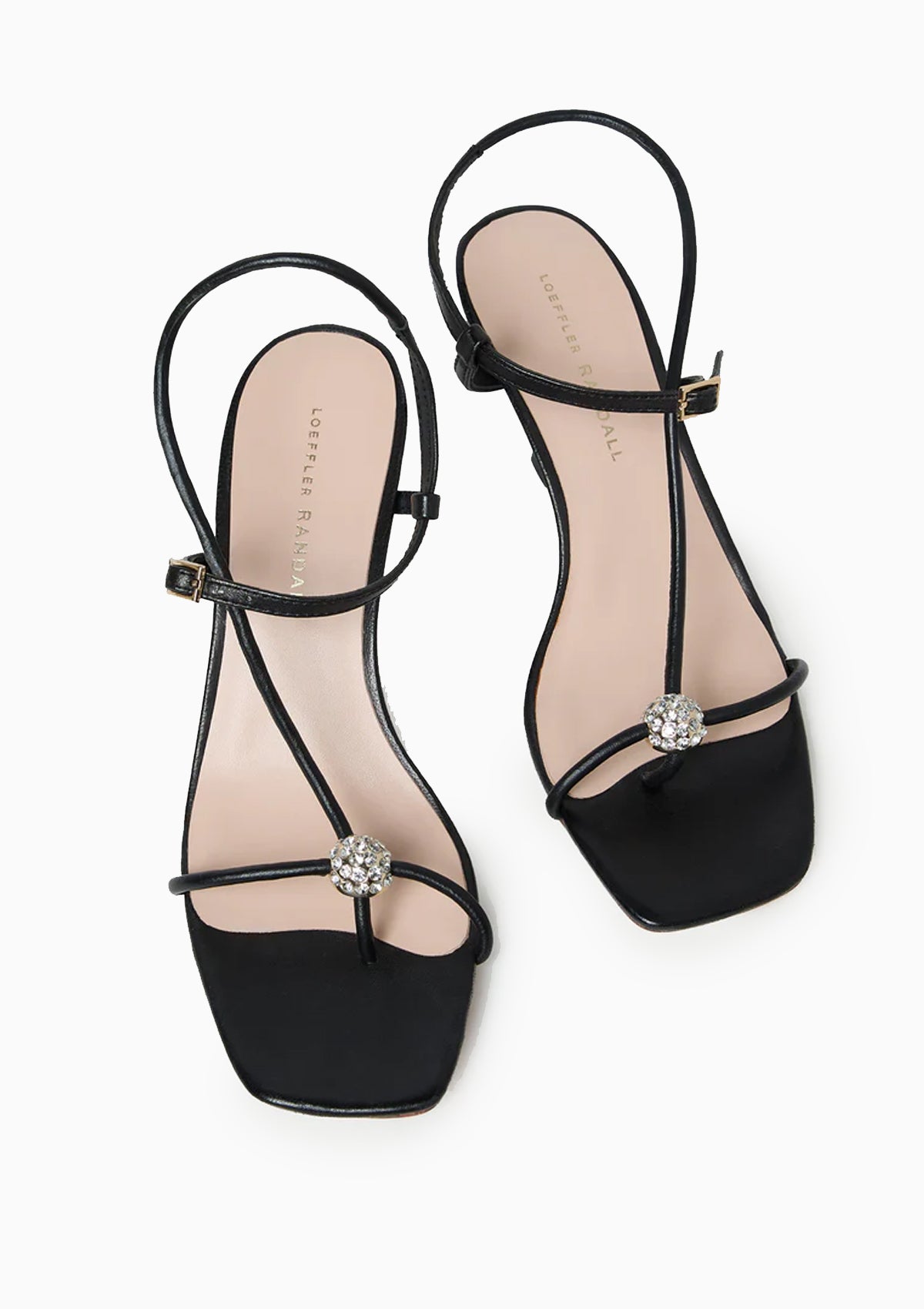 Triana Mid Heel Sandal | Black/Crystal