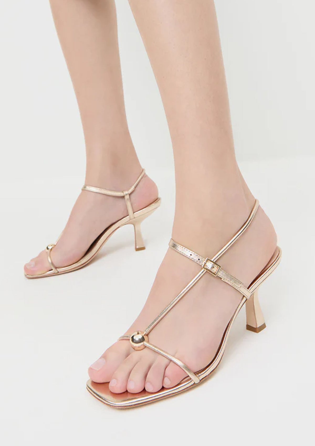 Triana Mid Heel Sandal | Champagne