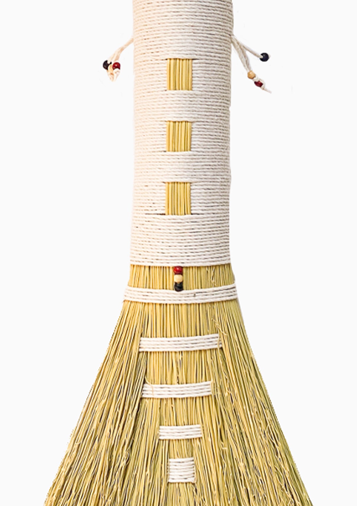 Hawk Tail Broomcorn Broom | White/Mixed Beads