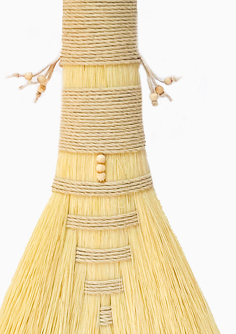 Large Hawk Tail Agave Broom | White/Natural Beads