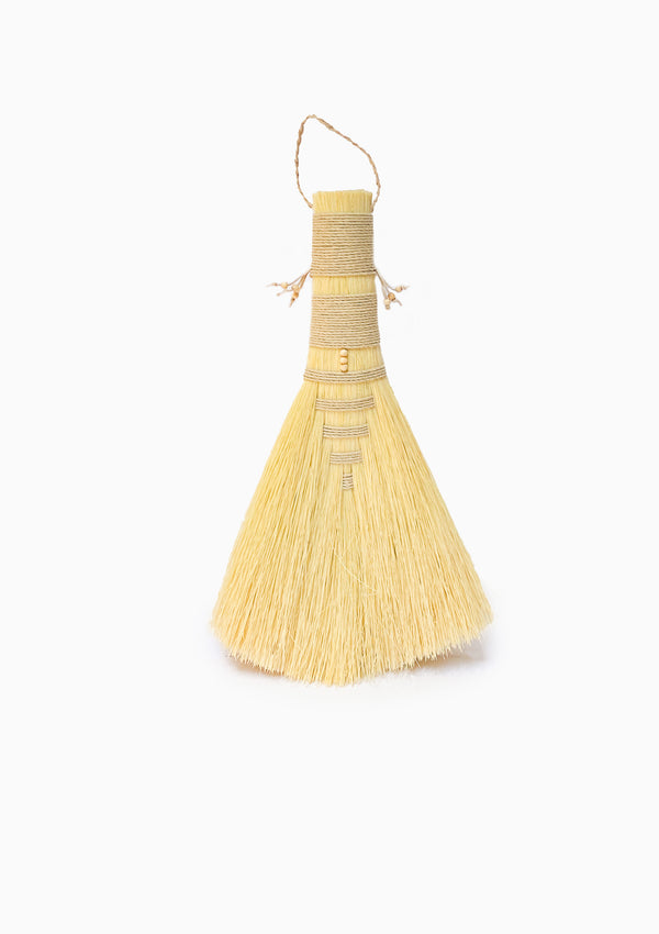 Large Hawk Tail Agave Broom | White/Natural Beads