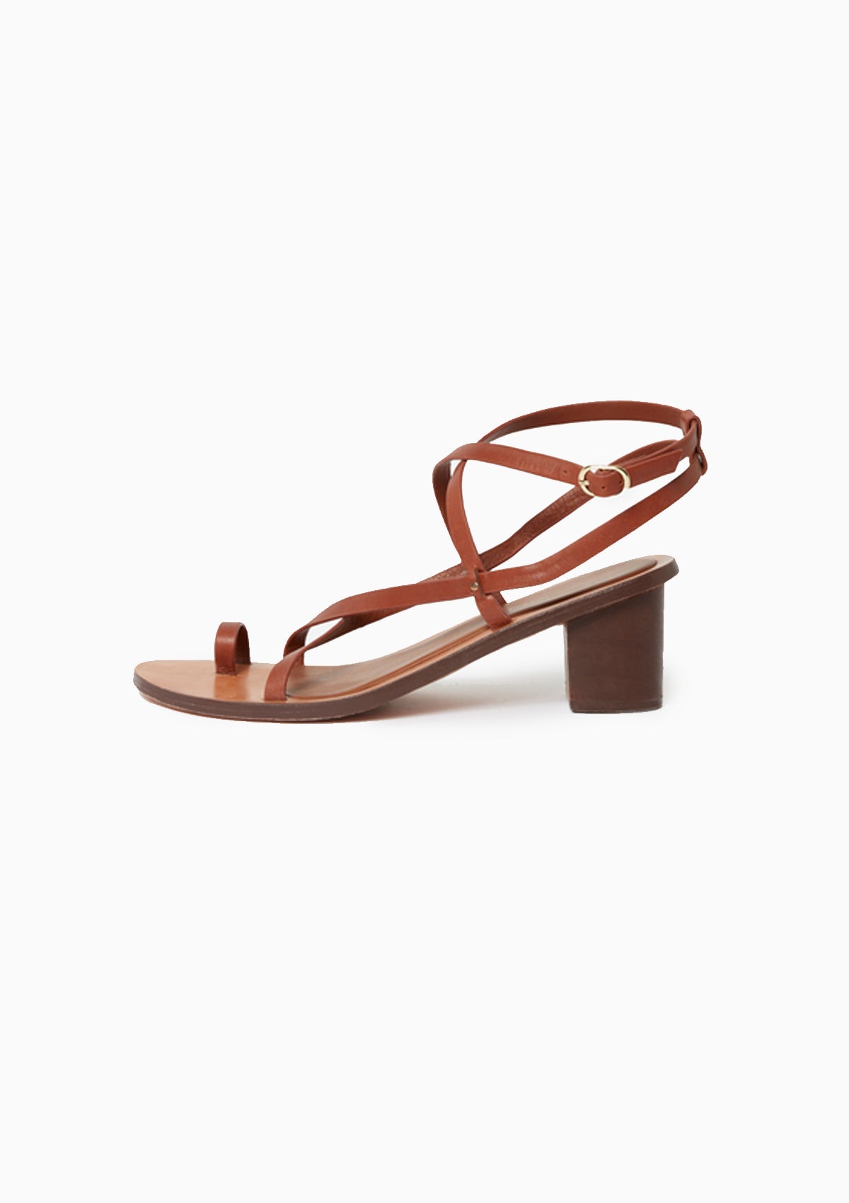 Leather Heeled Sandals 55mm | Cognac