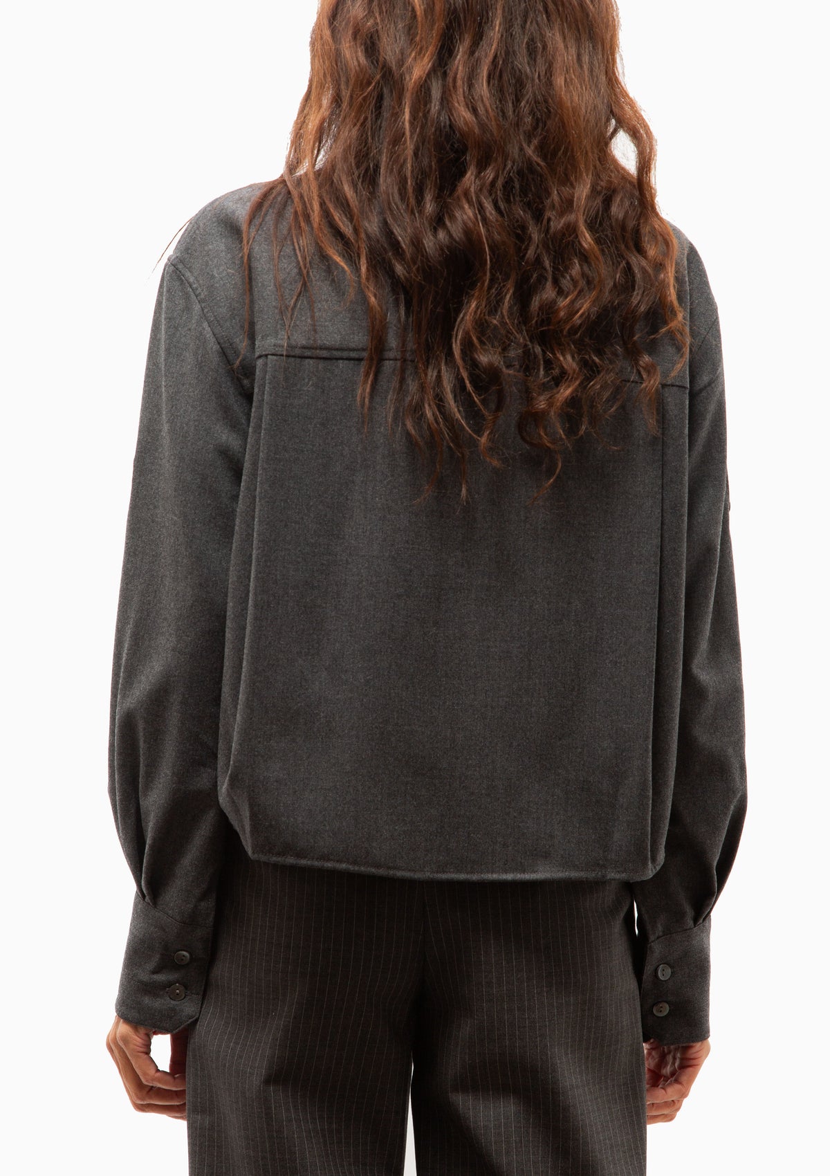 Button Sleeve Crop Shirt | Charcoal