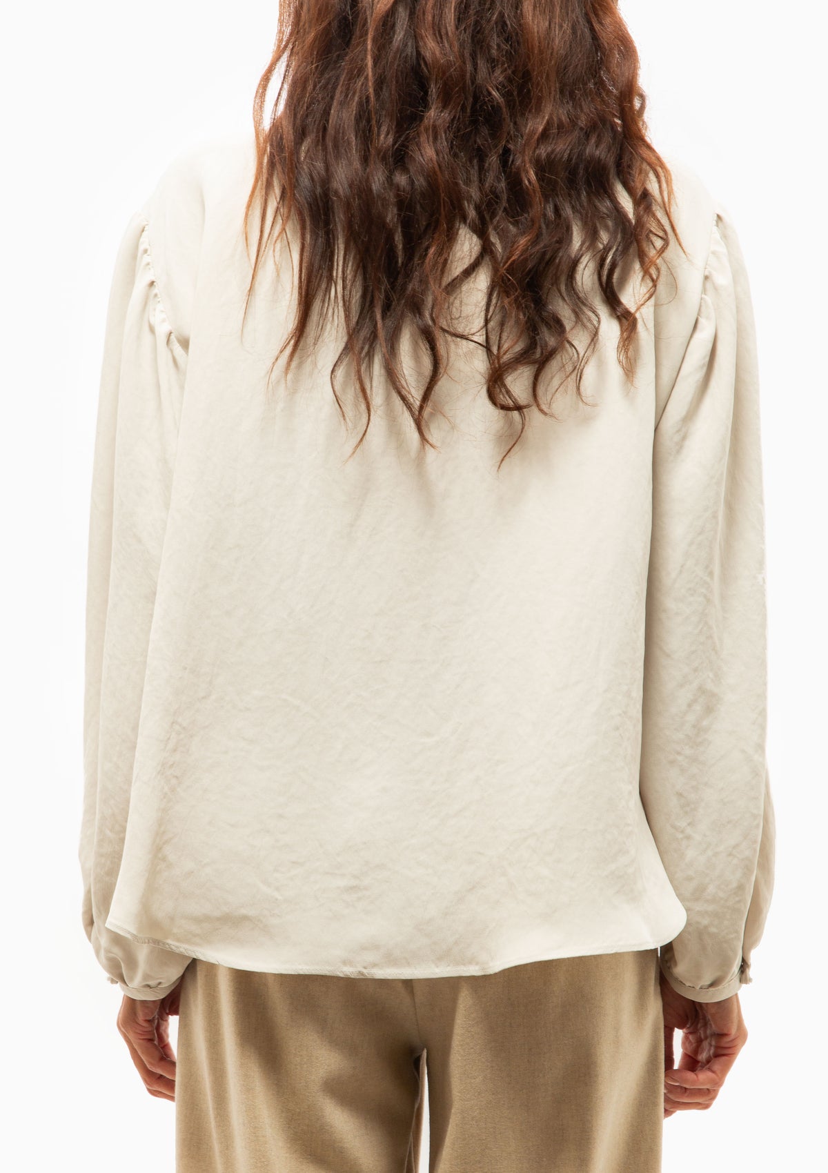Pearl Button Blouse | Champagne