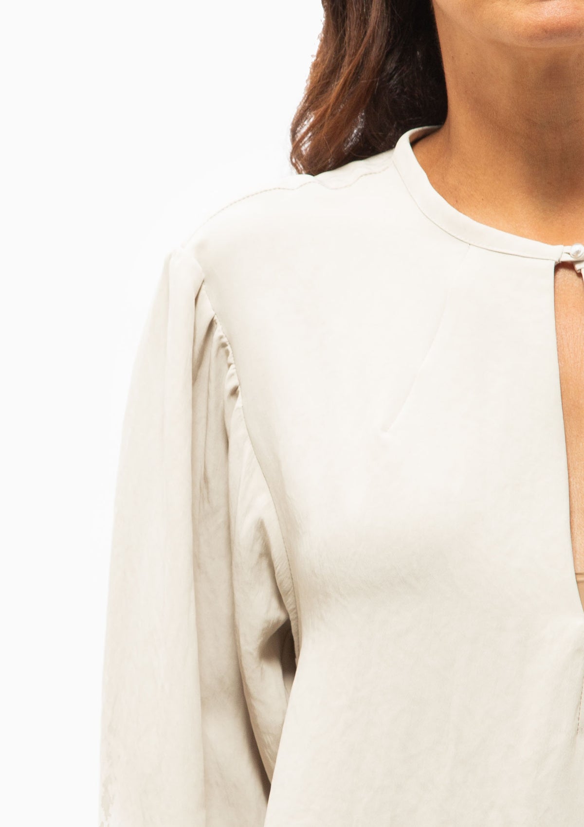 Pearl Button Blouse | Champagne