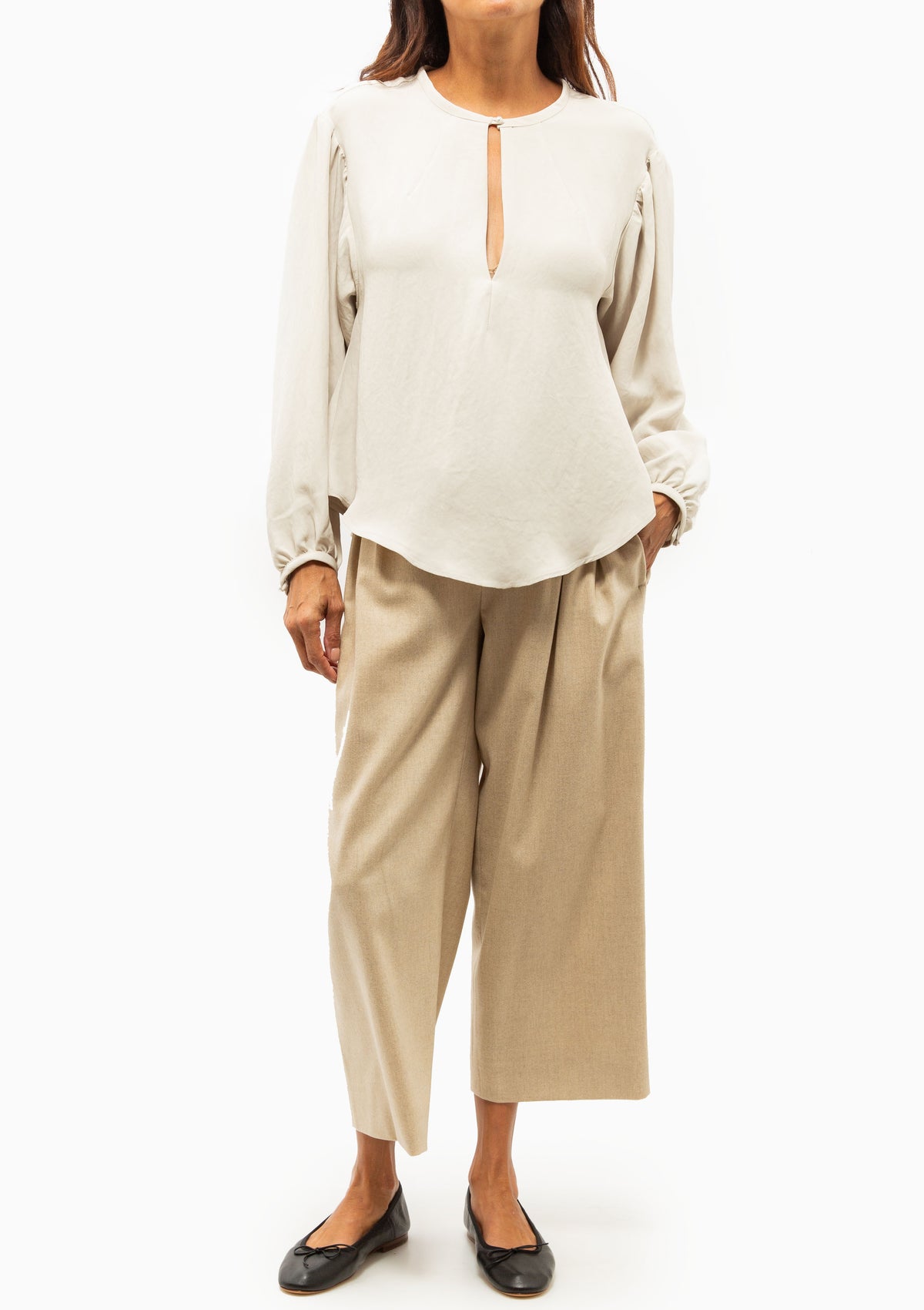 Pearl Button Blouse | Champagne