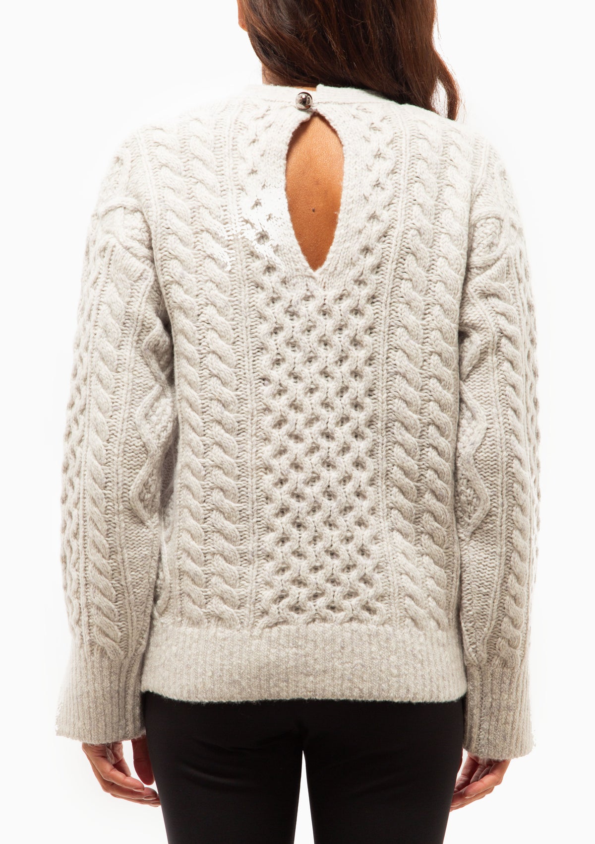 Tear Drop Aran Cardigan | Pearl