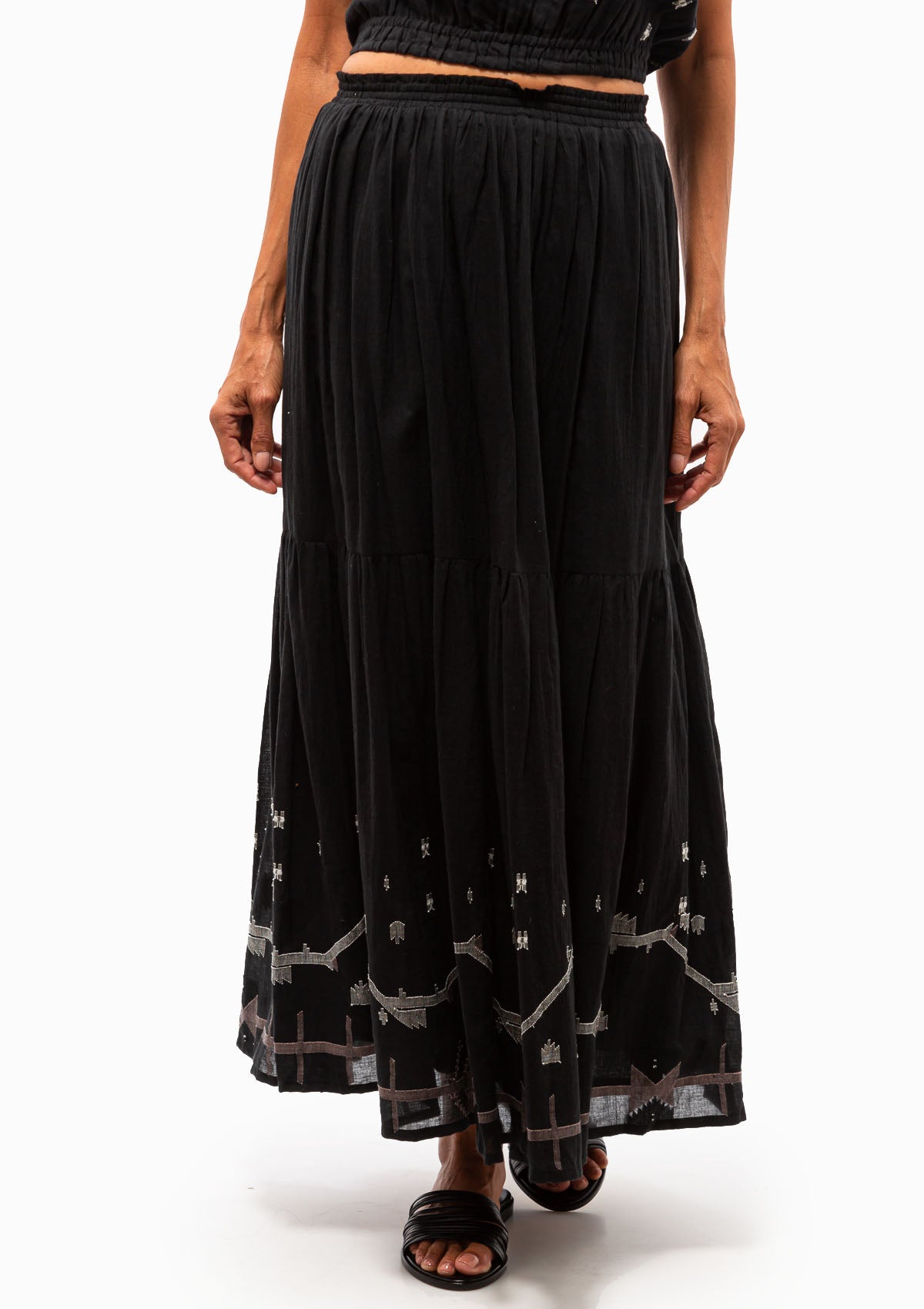 Paros Skirt | Black Carnival Jamdani