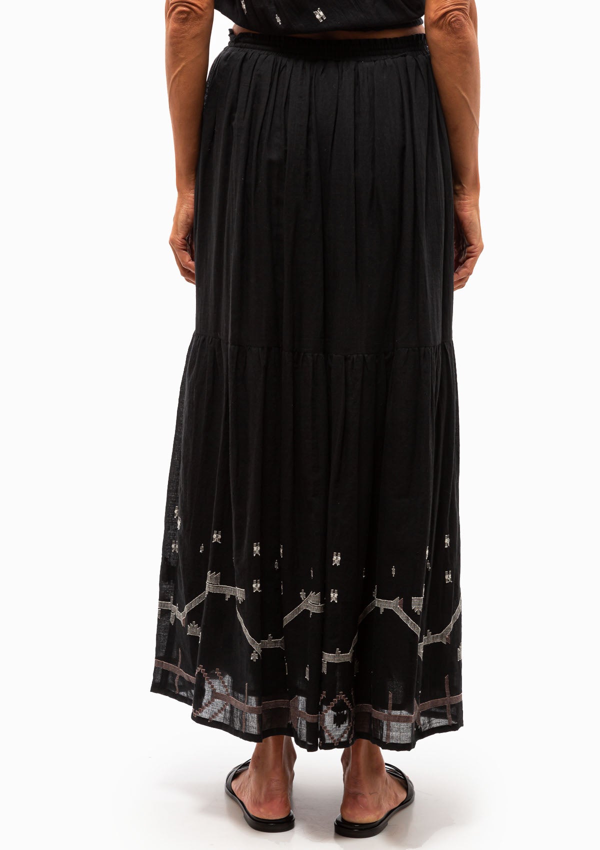 Paros Skirt | Black Carnival Jamdani