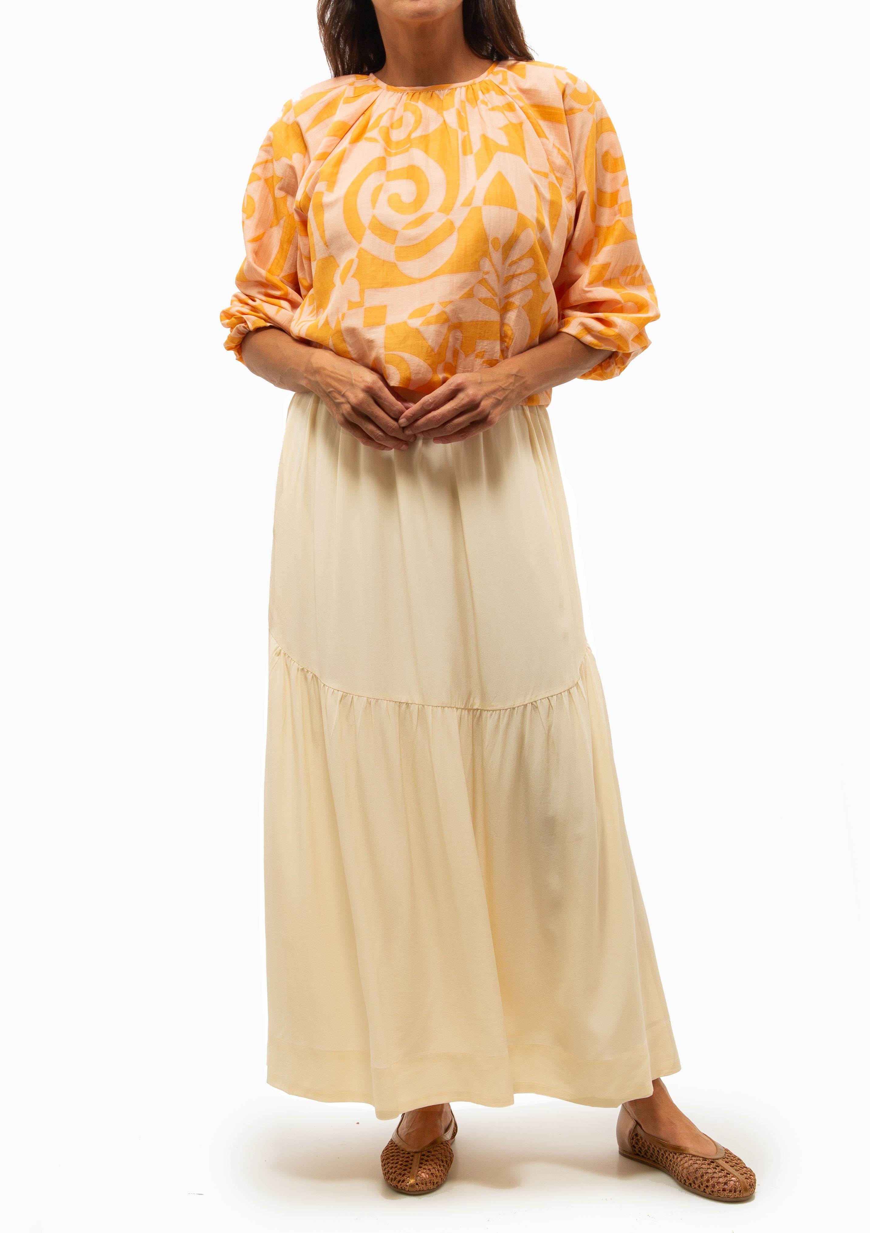 Brighton Silk Skirt | Cream