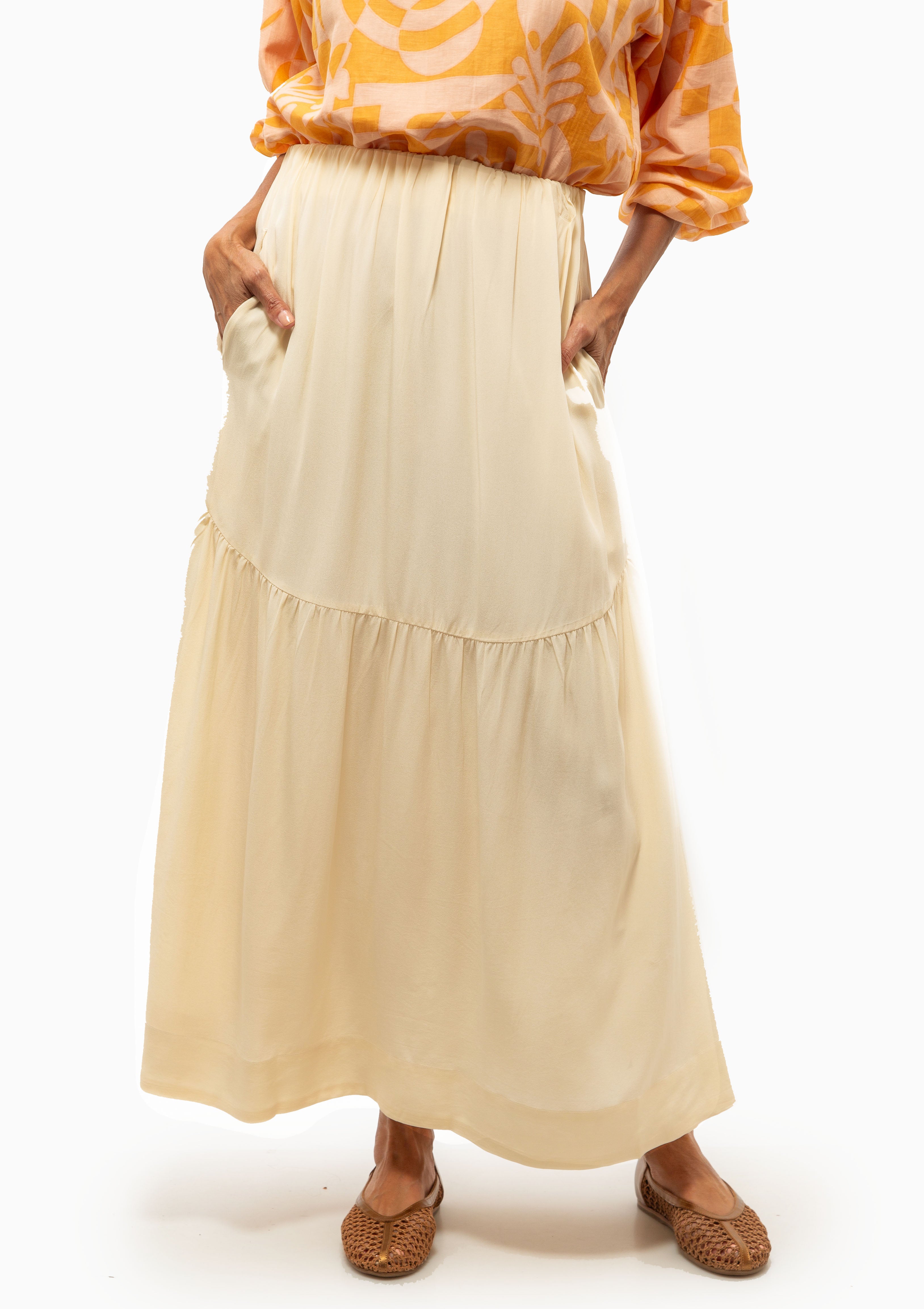 Brighton Silk Skirt | Cream