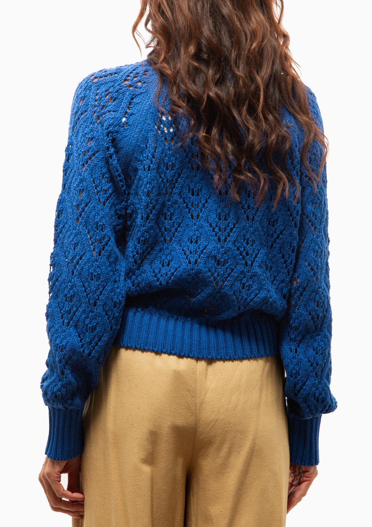 Meribel Pointelle Crewneck Sweater | Cobalt