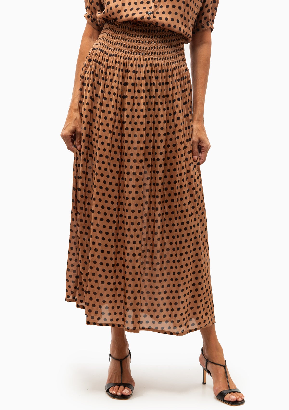 Bella Skirt | Grande Polka Dot Black & Tan