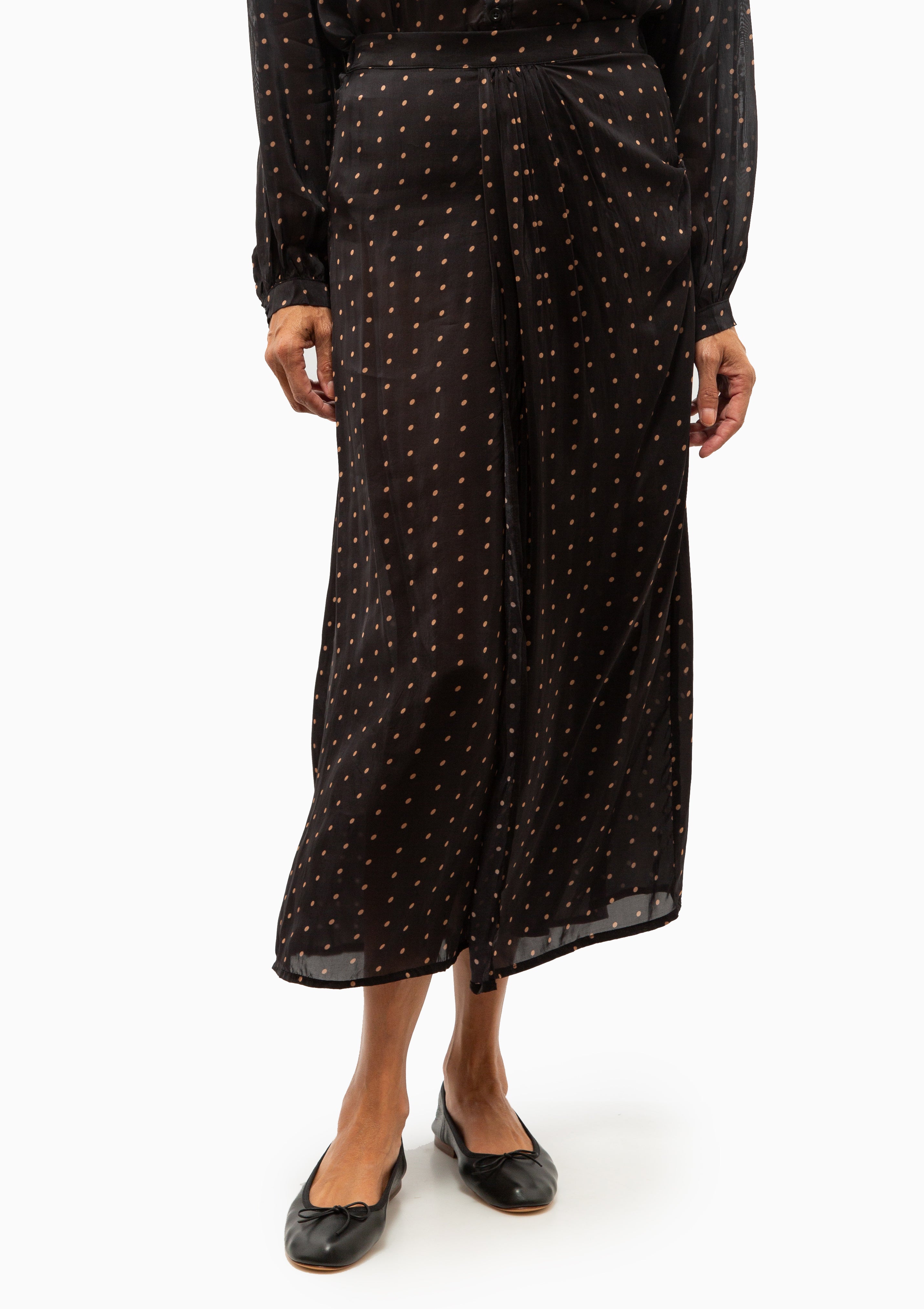 Capucine Skirt | Petite Polka Dot Black & Tan