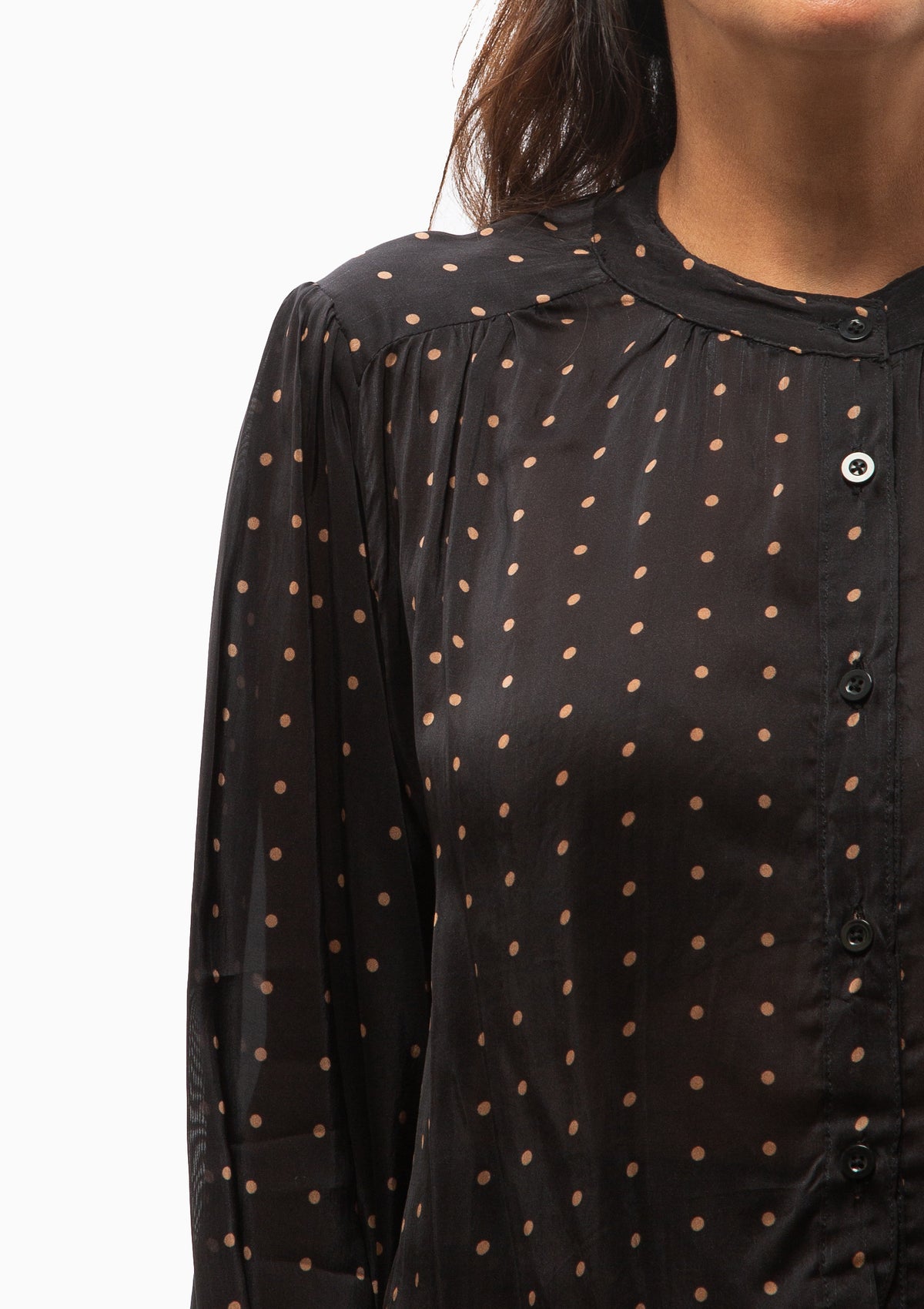Tolan Shirt | Petite Polka Dot Black & Tan
