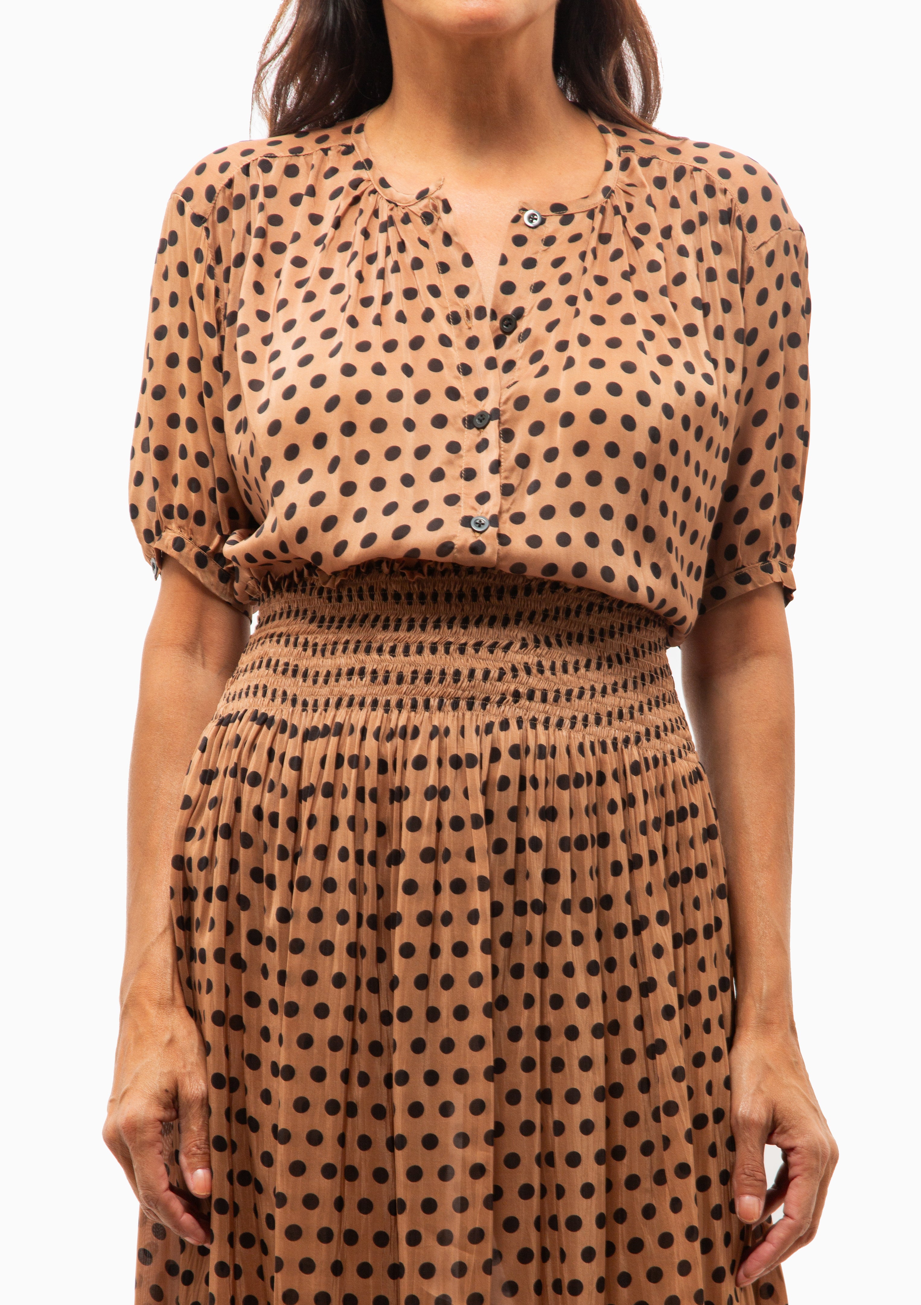 Violet Top | Grande Polka Dot Black & Tan