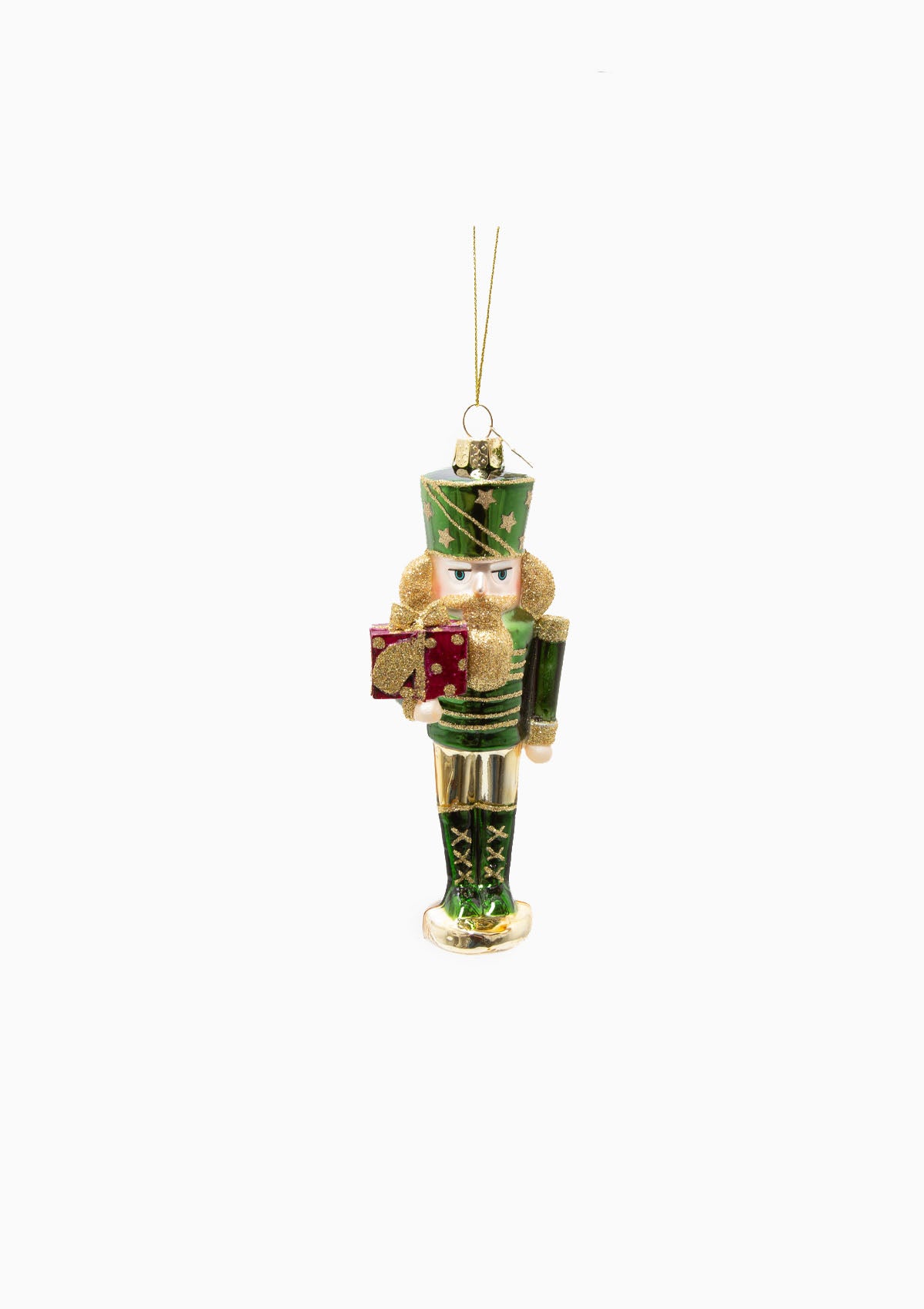 Night Green Nutcracker Glass Ornament
