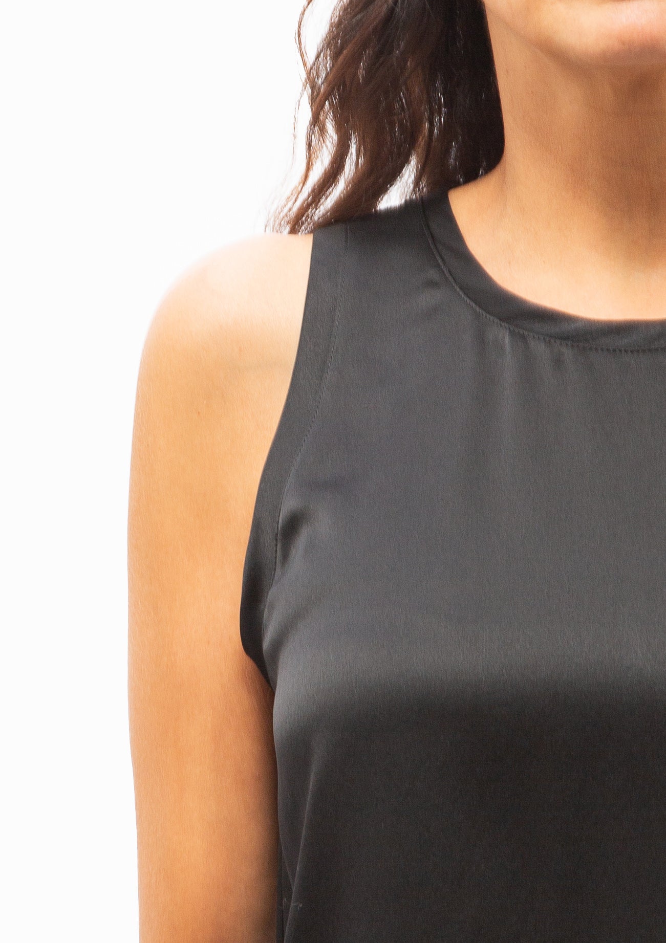Moka Tank Silk Top | Black