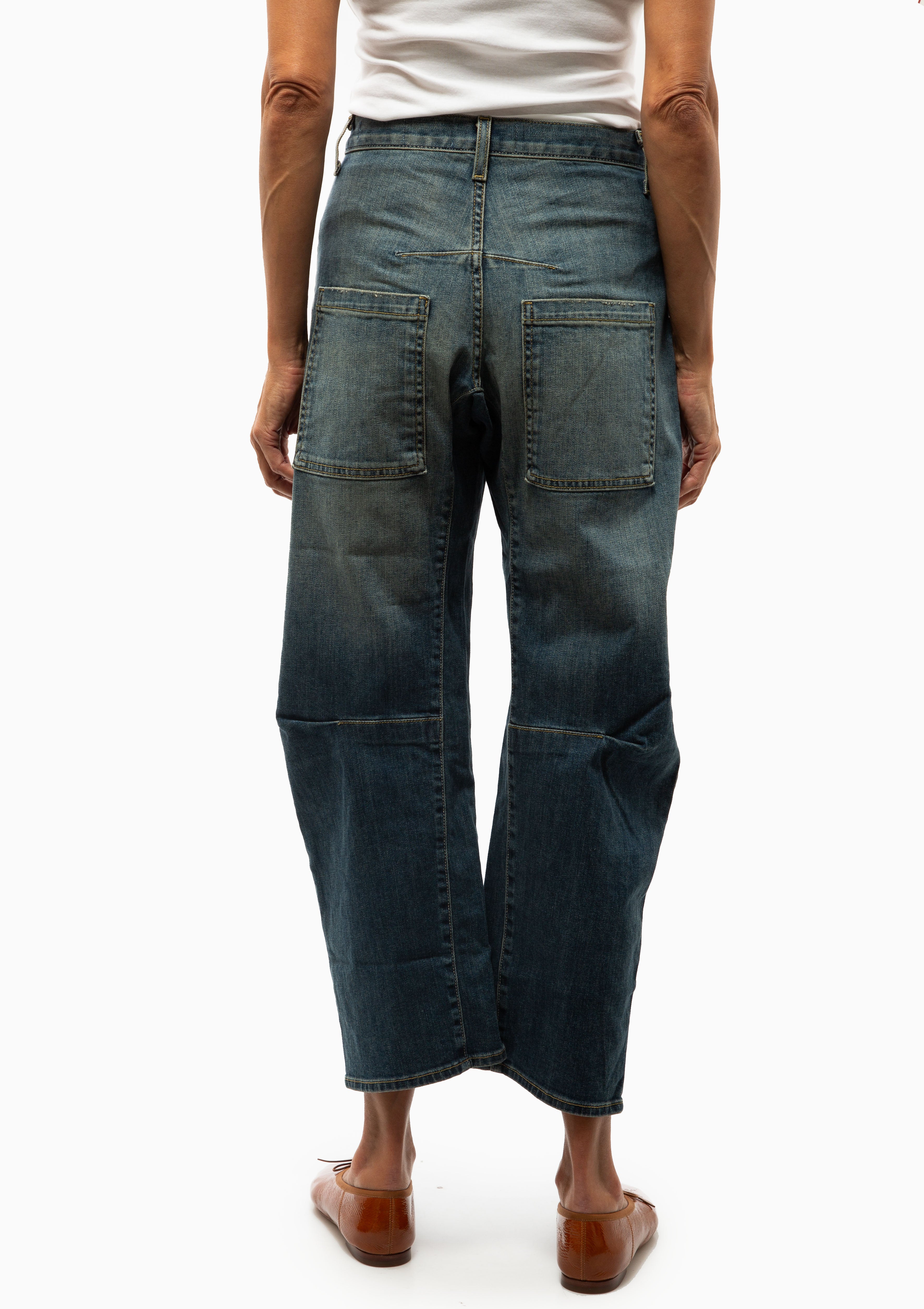 Back view of the Nili Lotan Shon Jean in Classic Wash. Available at Diani.