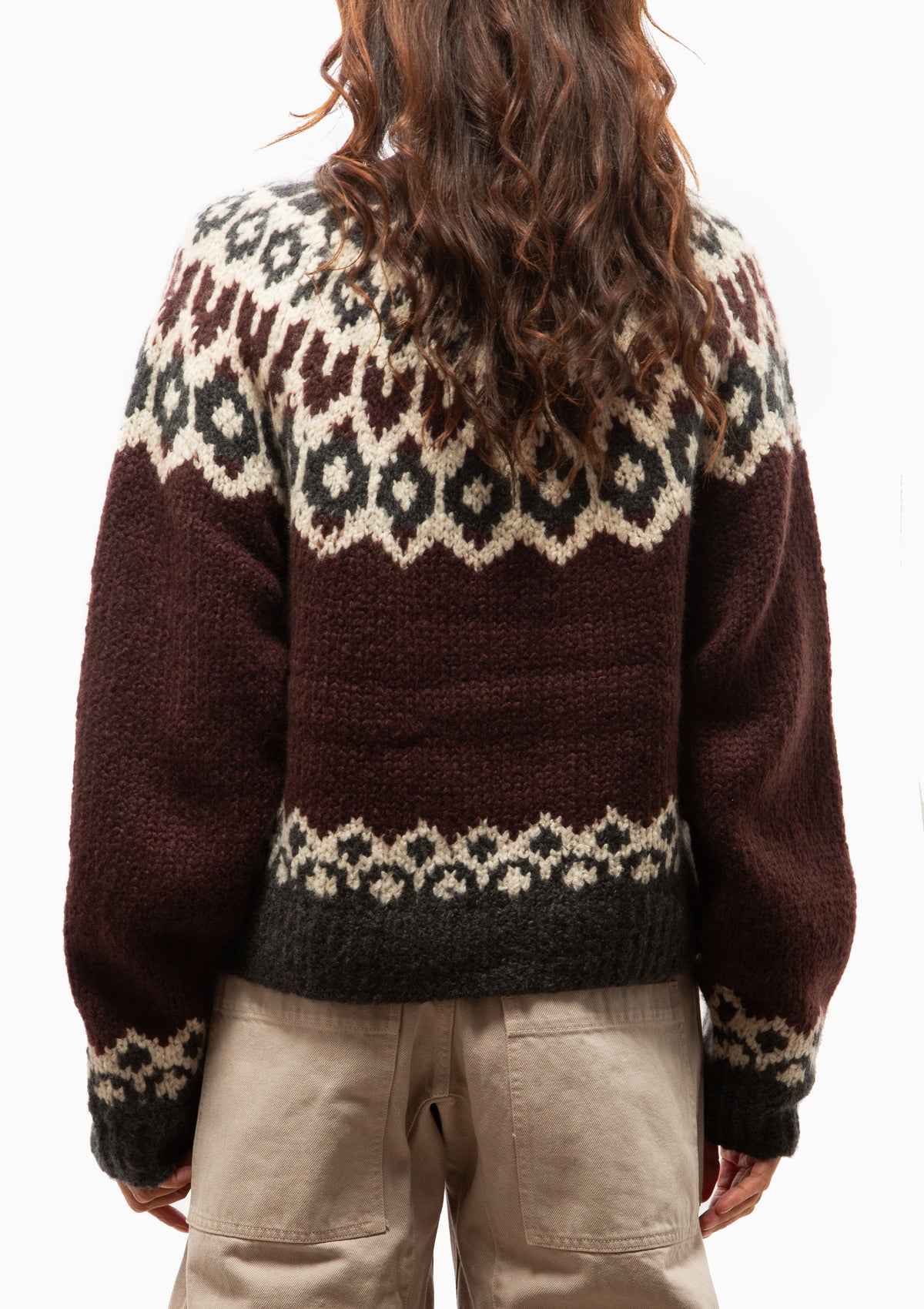 Isaline Fair Isle Sweater | Burgundy Fairisle