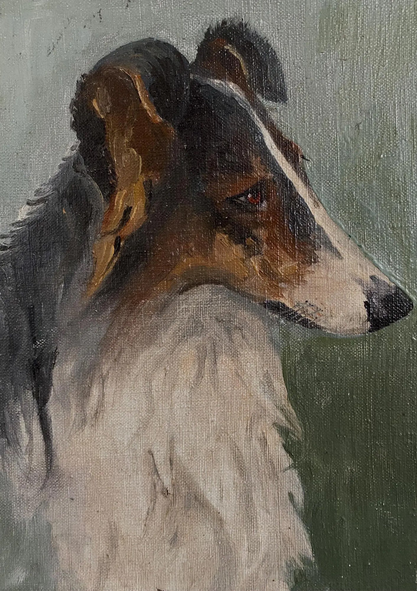 Original Antique Rough Collie Oil Painting | 7.25" x 9.5"