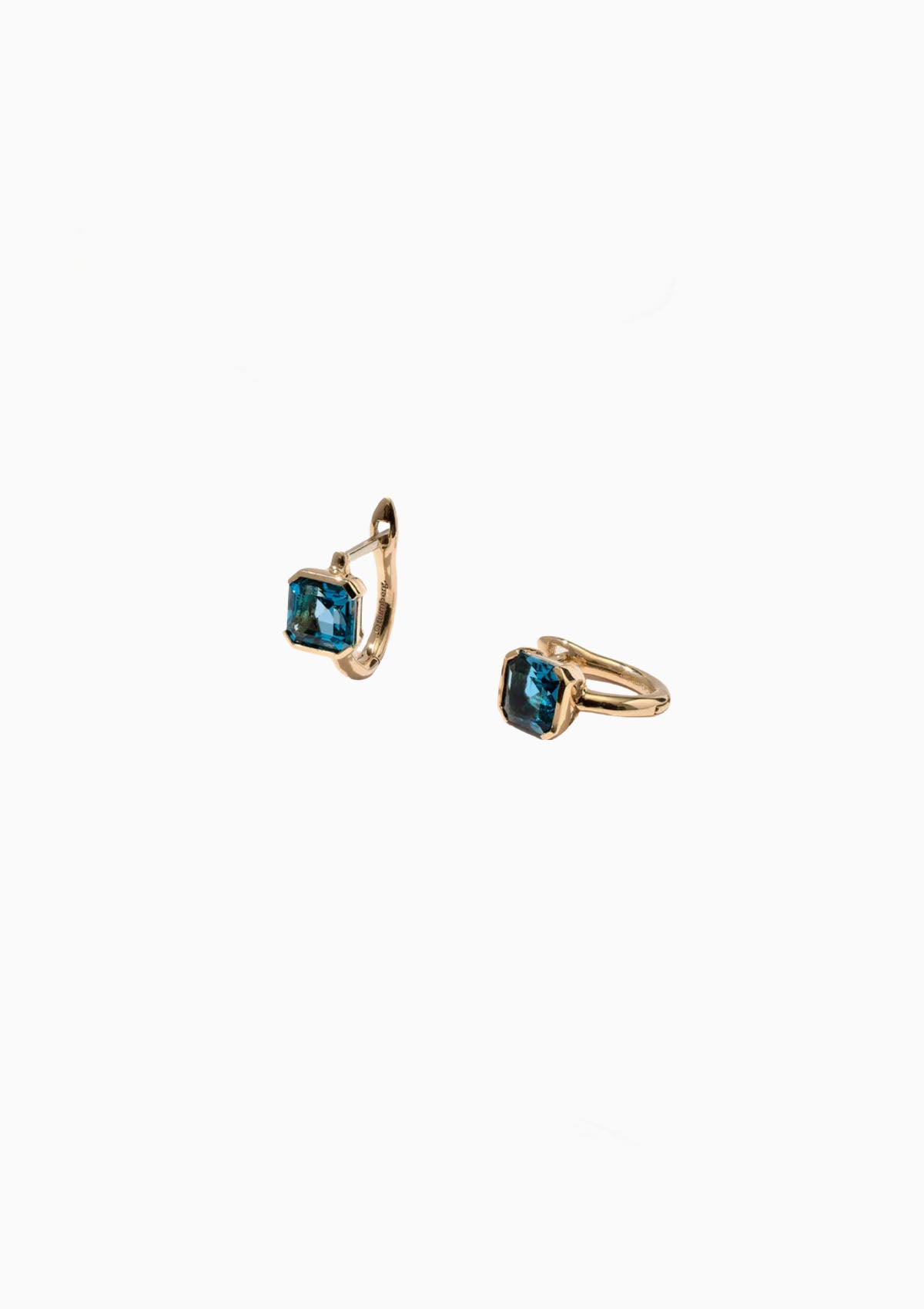 Blue Topaz Domino Huggie Hoops | Gold