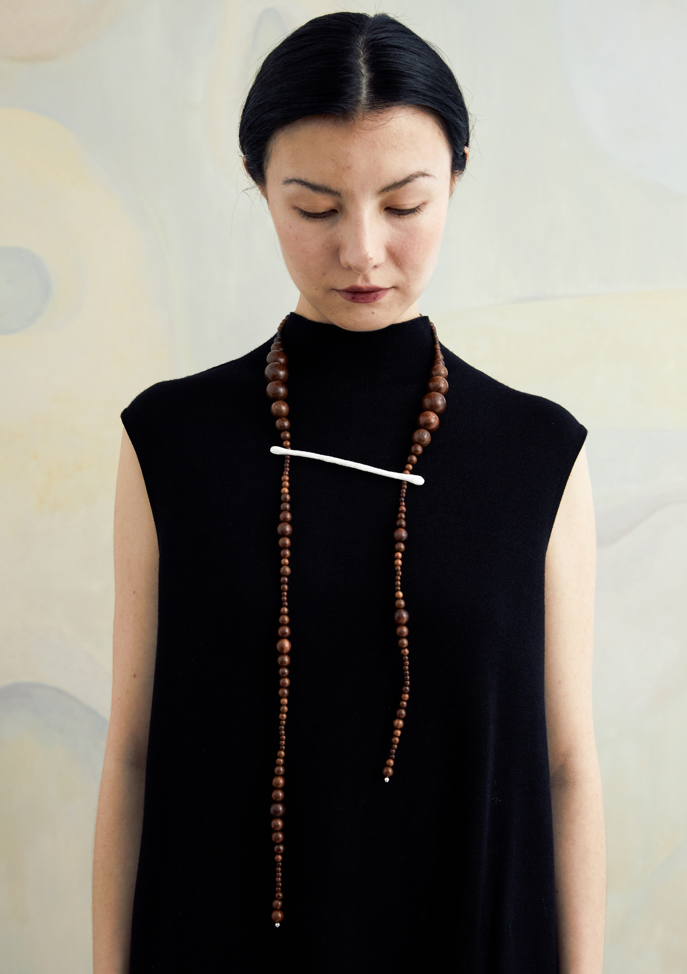 Surge Silver Clip Necklace In Zebra Wood