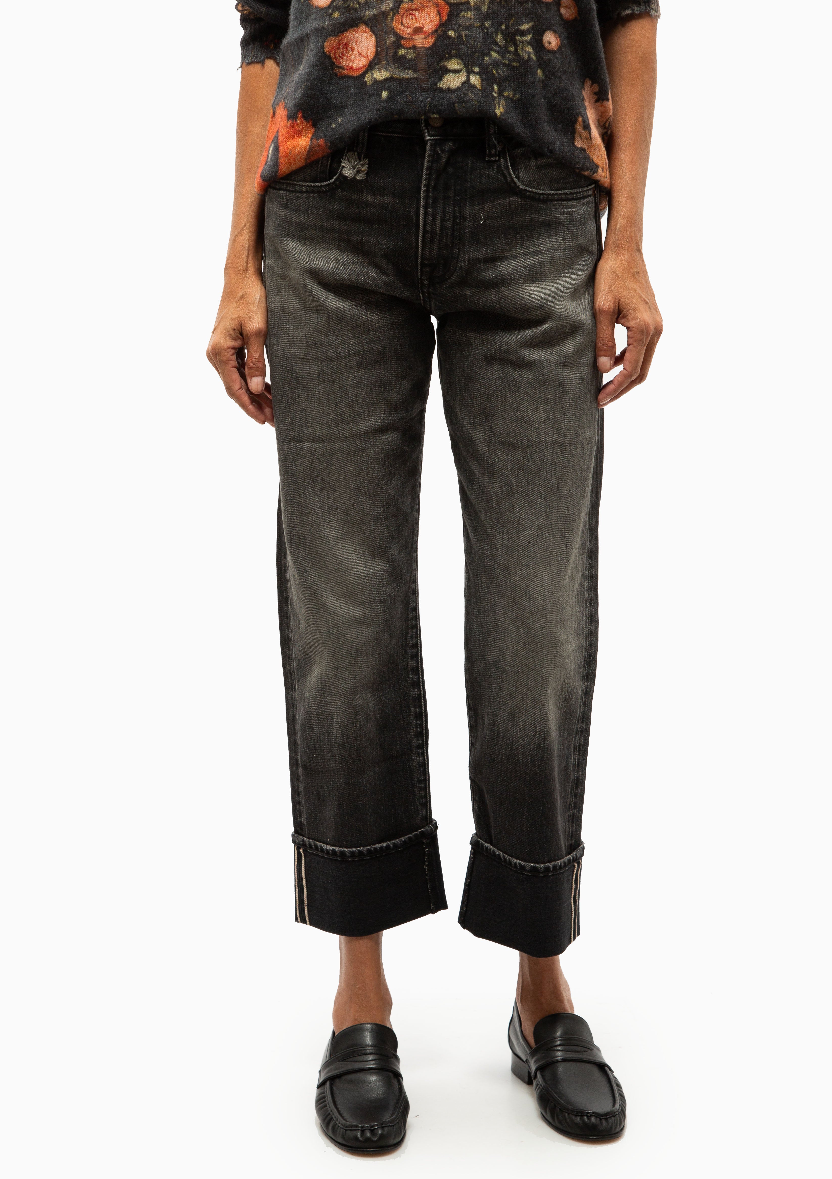 Cuffed Romeo Jean | Cinder Selvedge Black
