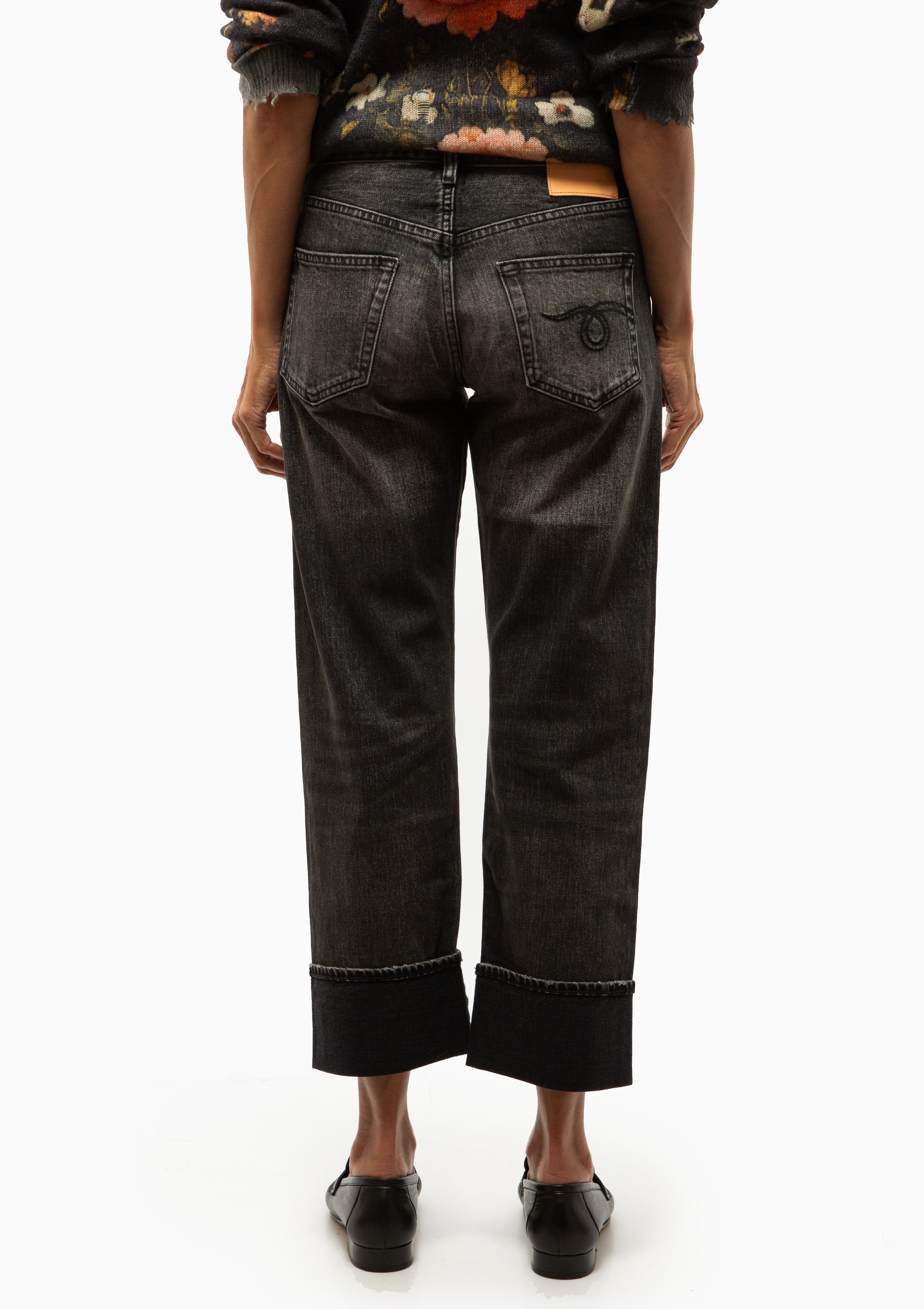 Cuffed Romeo Jean | Cinder Selvedge Black