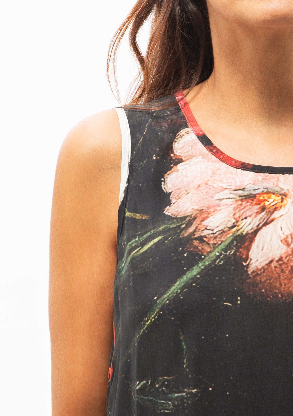 Sleeveless Midi | Multicolor On Black Large Butterfly