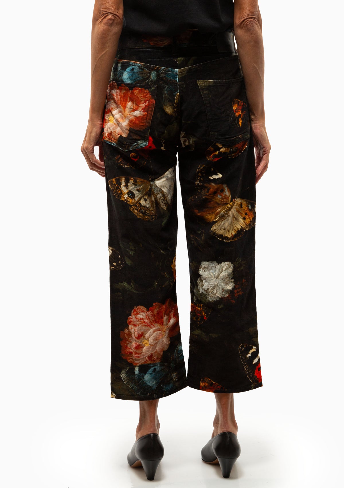 X-Boyfriend Pant | Floral Butterfly On Black