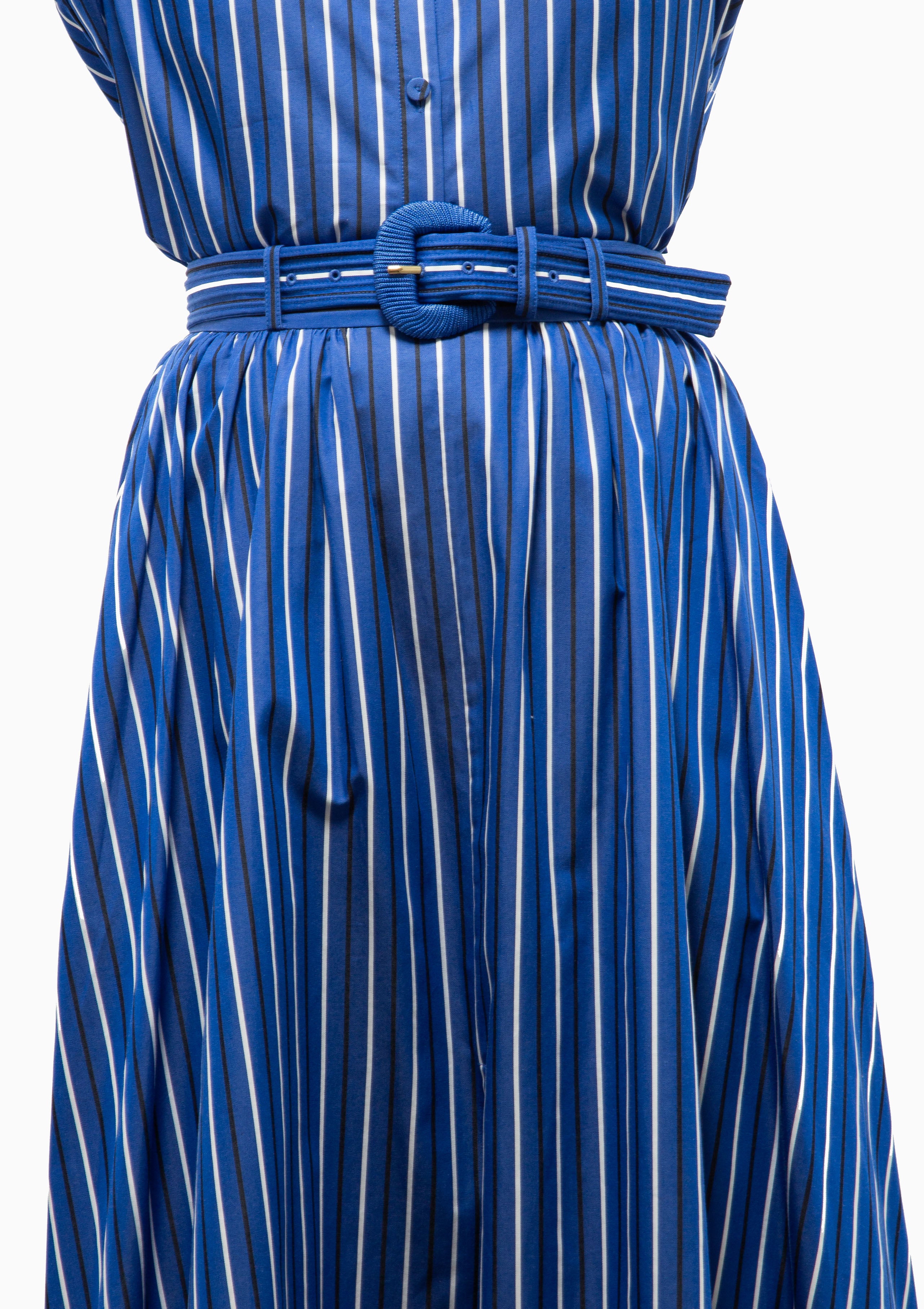 Saloni | Judi Skirt | Azure Stripe Embroidery