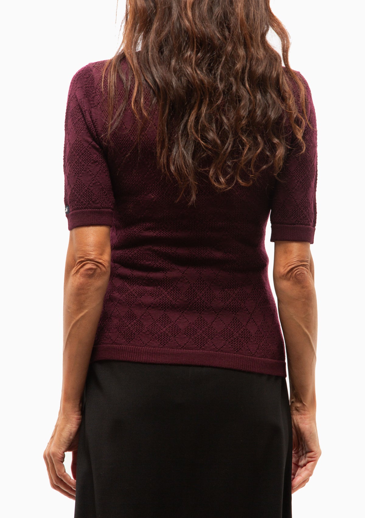 Jane Argyle Short Sleeve Sweater | Burgundy