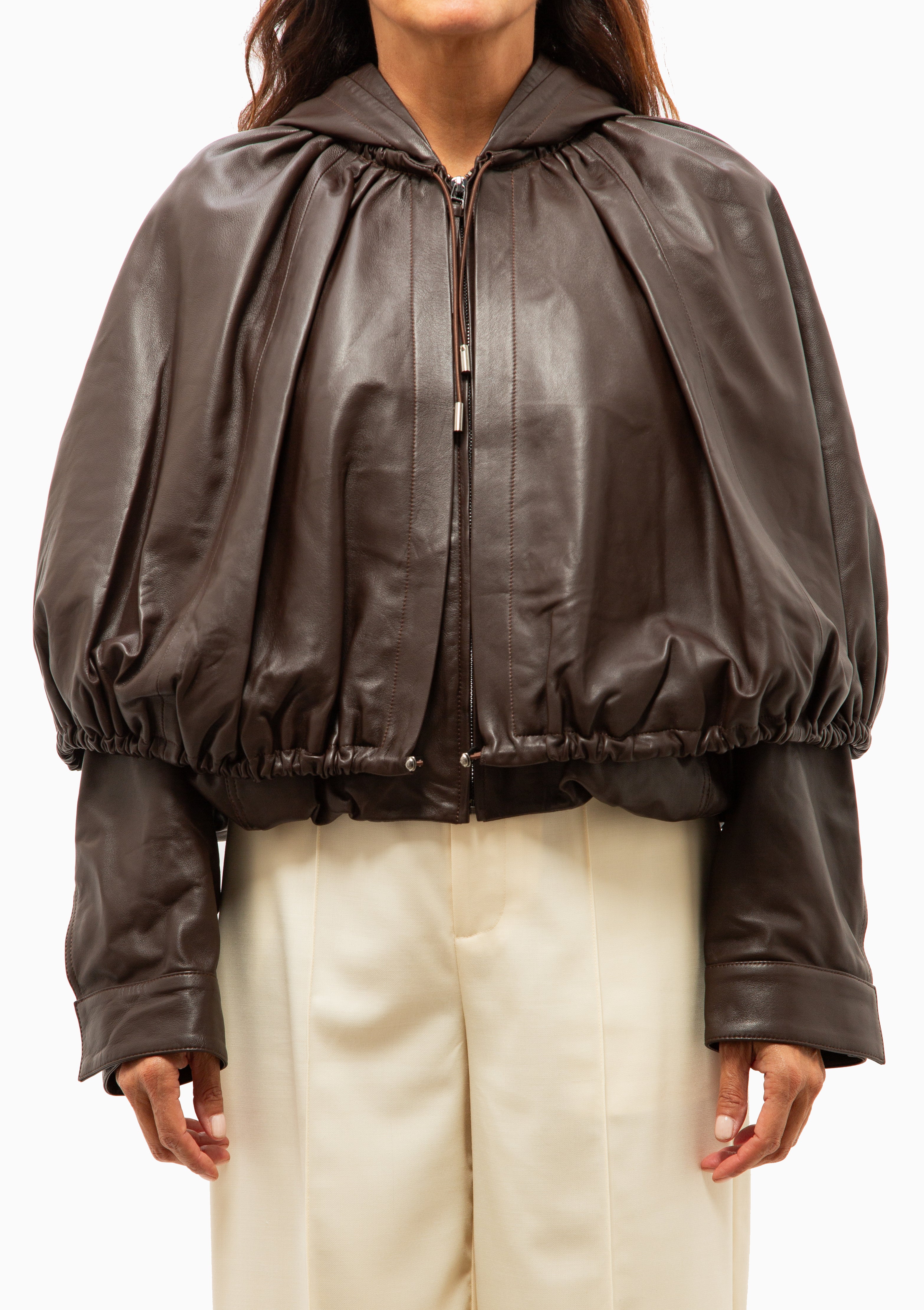 Thompson Leather Cape Jacket  | Brown