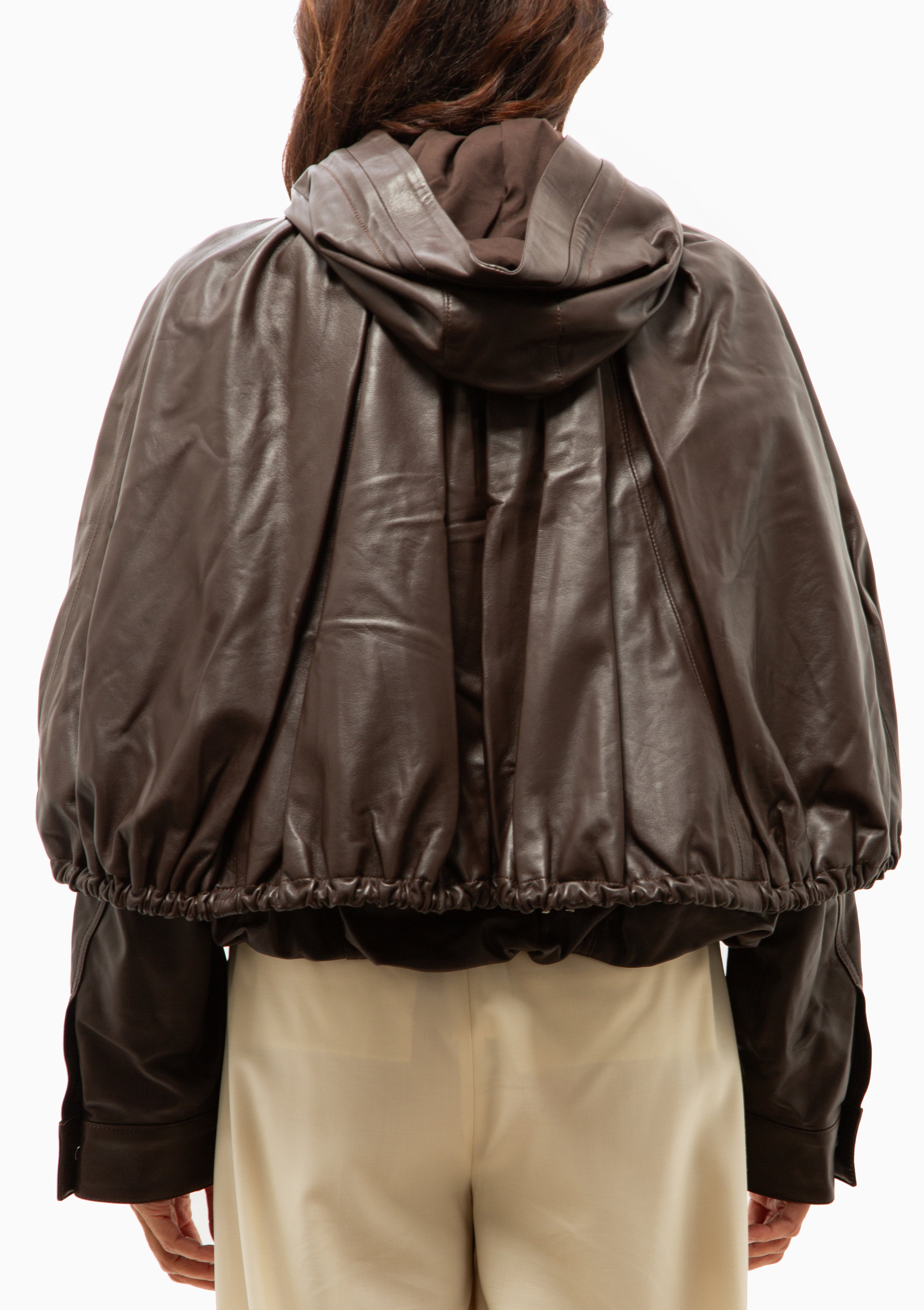 Thompson Leather Cape Jacket  | Brown
