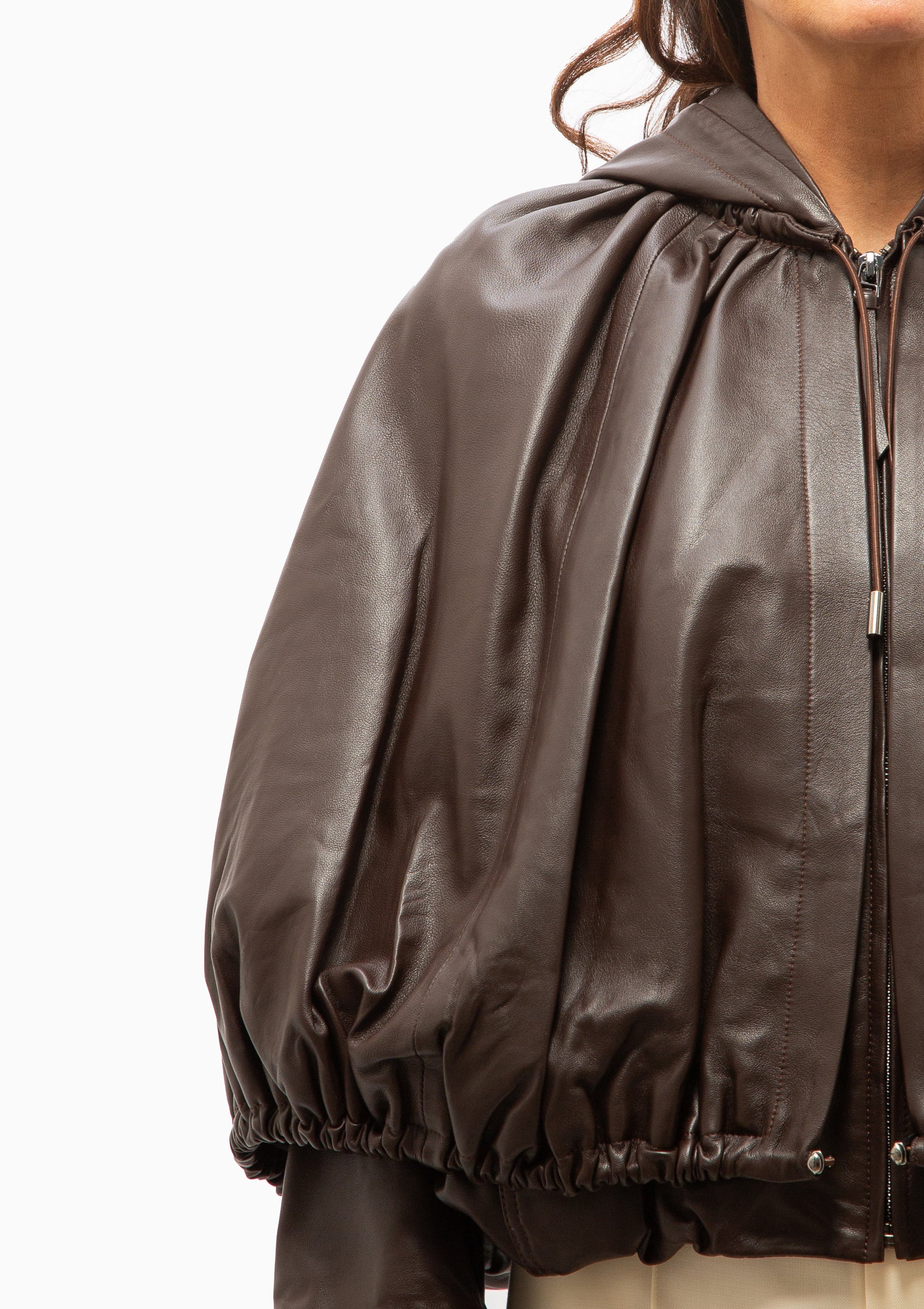 Thompson Leather Cape Jacket  | Brown